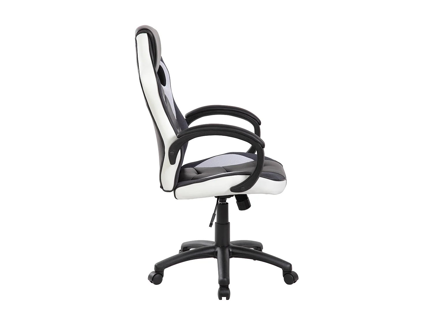 Chaise de jeu Caloundra, Fauteuil de jeu pour adultes, Chaise de bureau, 66x61h104/114 cm, Noir et Blanc