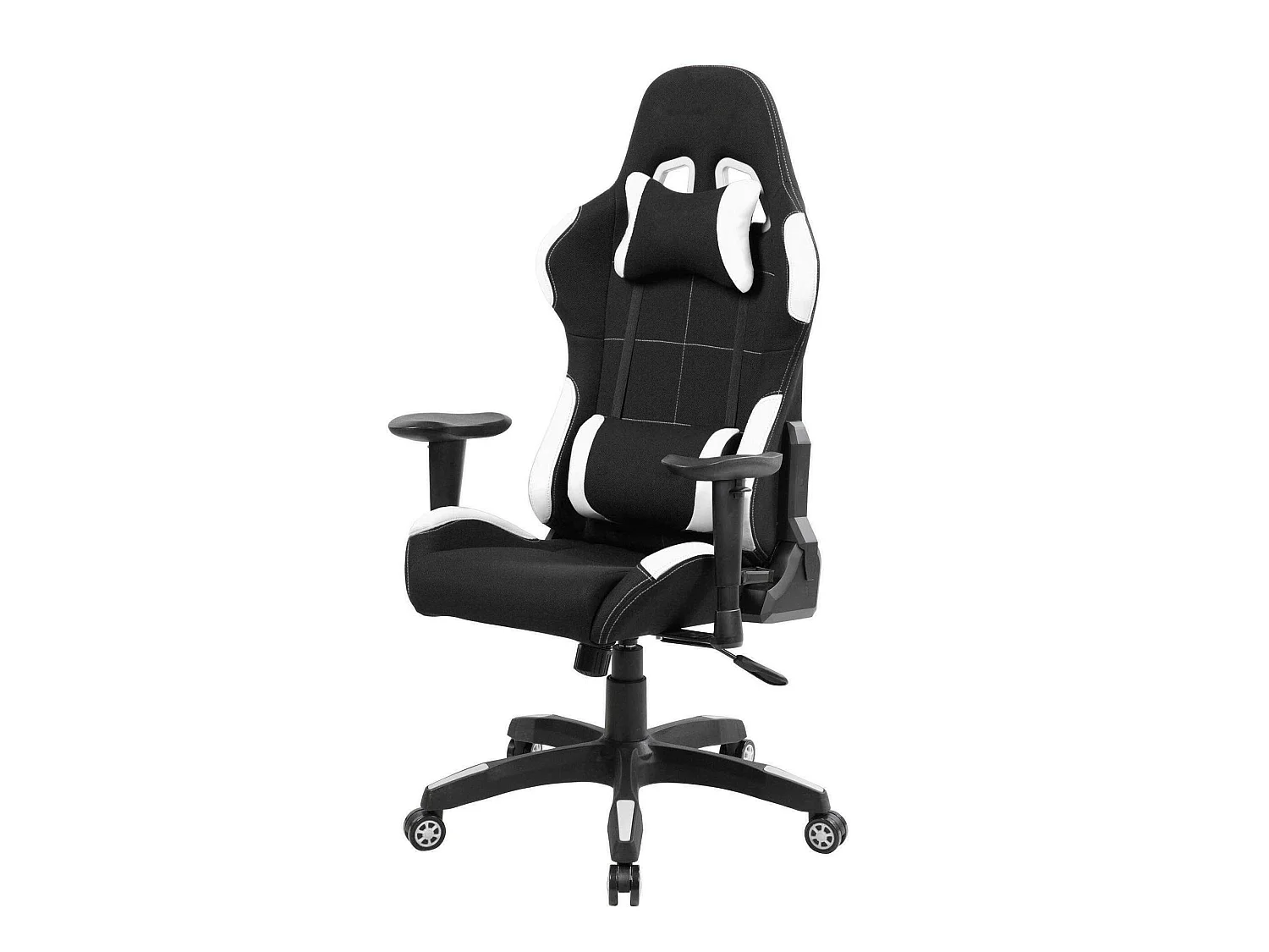 Chaise de jeu Bundaberg, Fauteuil de jeu pour adultes, Chaise de bureau, 57x72h124/134 cm, Noir et Blanc