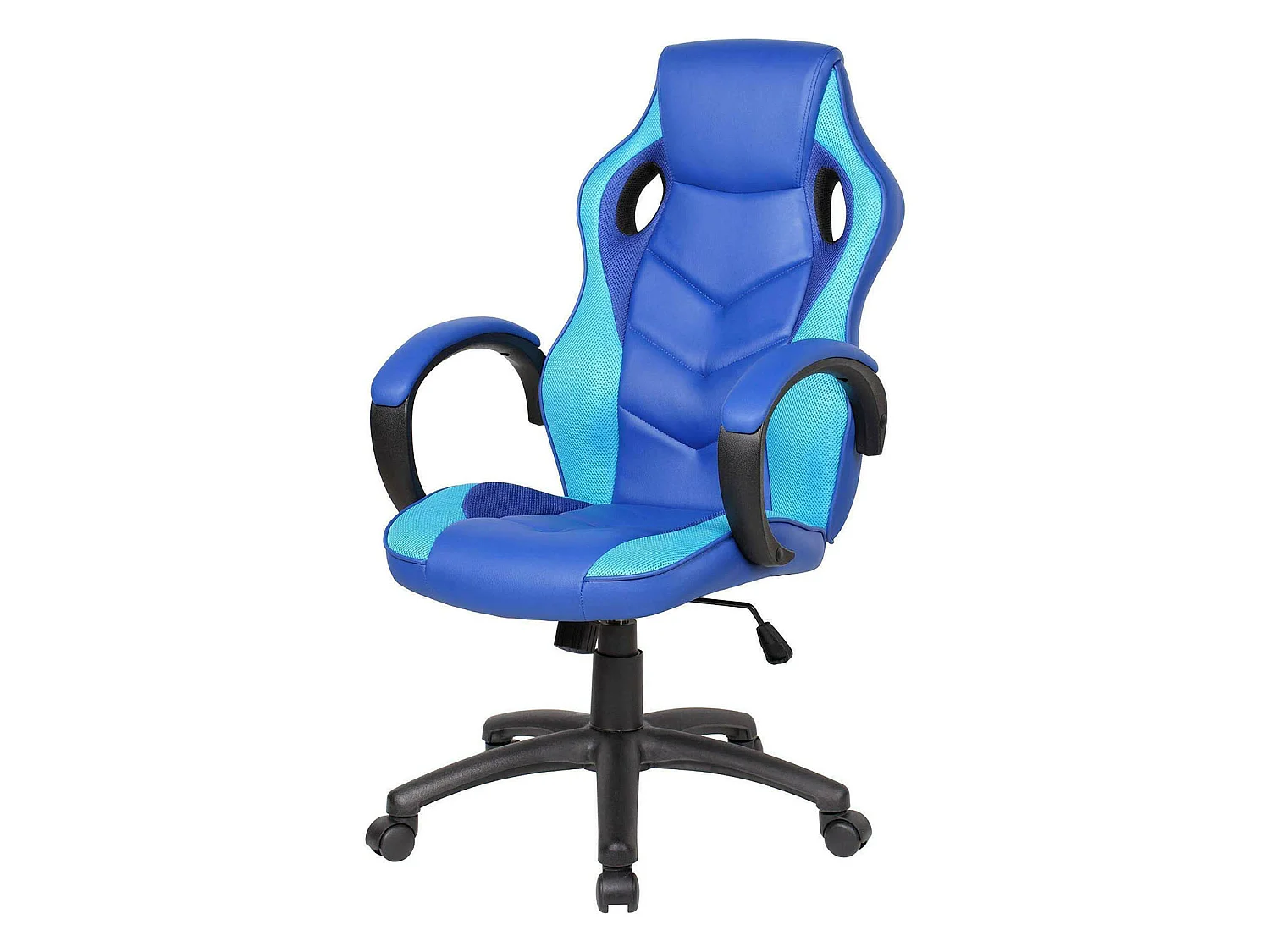 Chaise de jeu Caloundra, Fauteuil de jeu pour adultes, Chaise de bureau, 66x61h104/114 cm, Bleu et bleu ciel