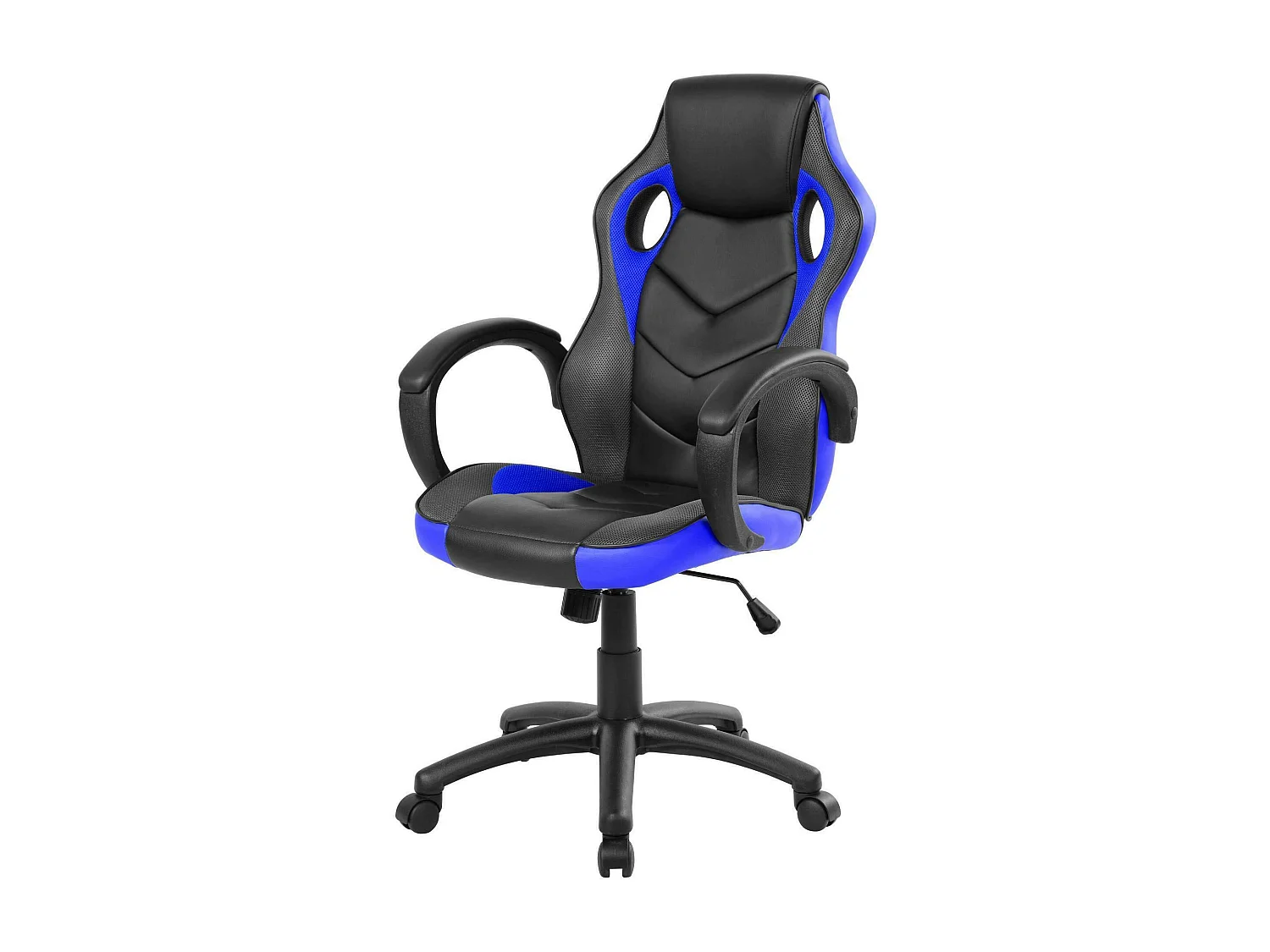 Gaming-Stühl Caloundra, Gaming-Sessel für Erwachsene, Schreibtischstuhl, 66x61h104/114 cm, Schwarz und Blau
