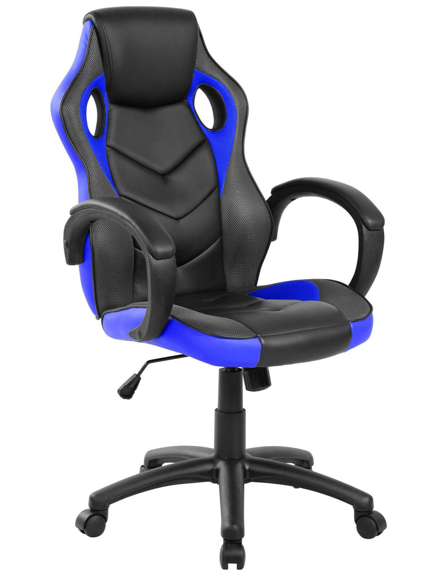 Sedia da gaming Caloundra, Poltrona da gaming adulto, Sedia da scrivania,  66x61h104/114 cm, Blu e Azzurro, con imballo rinforzato