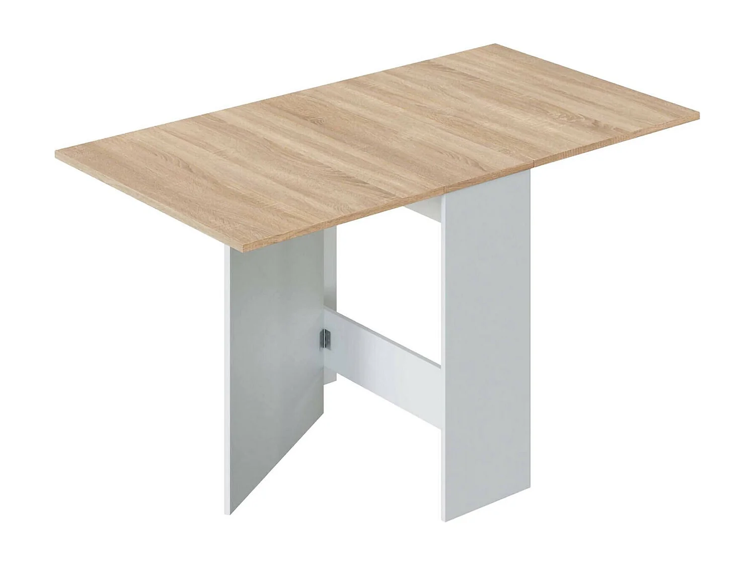 Mesa extensible Dmodol, Mesa de comedor plegable con tapa plegable, Mesa auxiliar plegable, 31x77h78 cm, Blanco y Roble