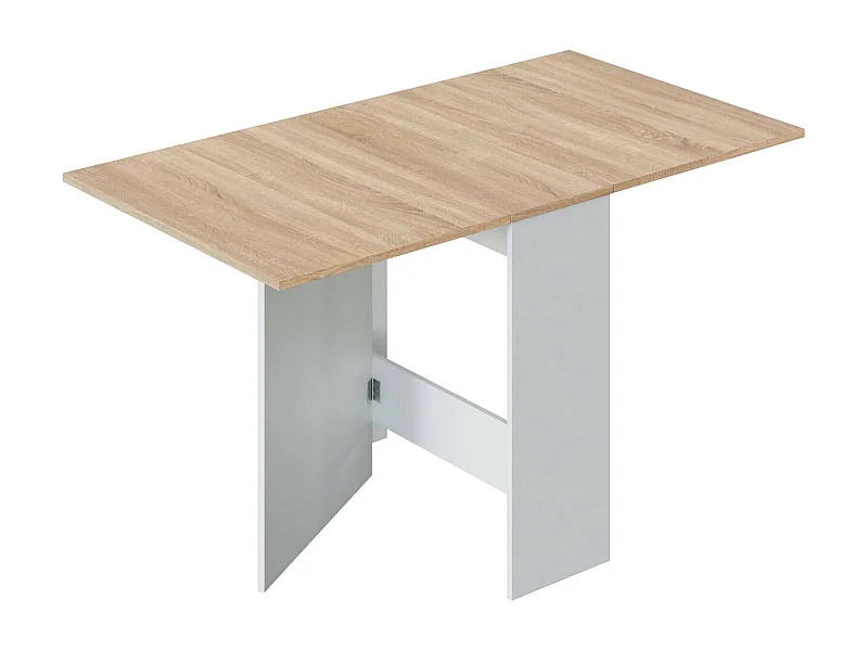 Mesa extensível Dmodol, Mesa de jantar dobrável com tampo dobrável, Mesa auxiliar dobrável, 31x77h78 cm, Branco e Carvalho