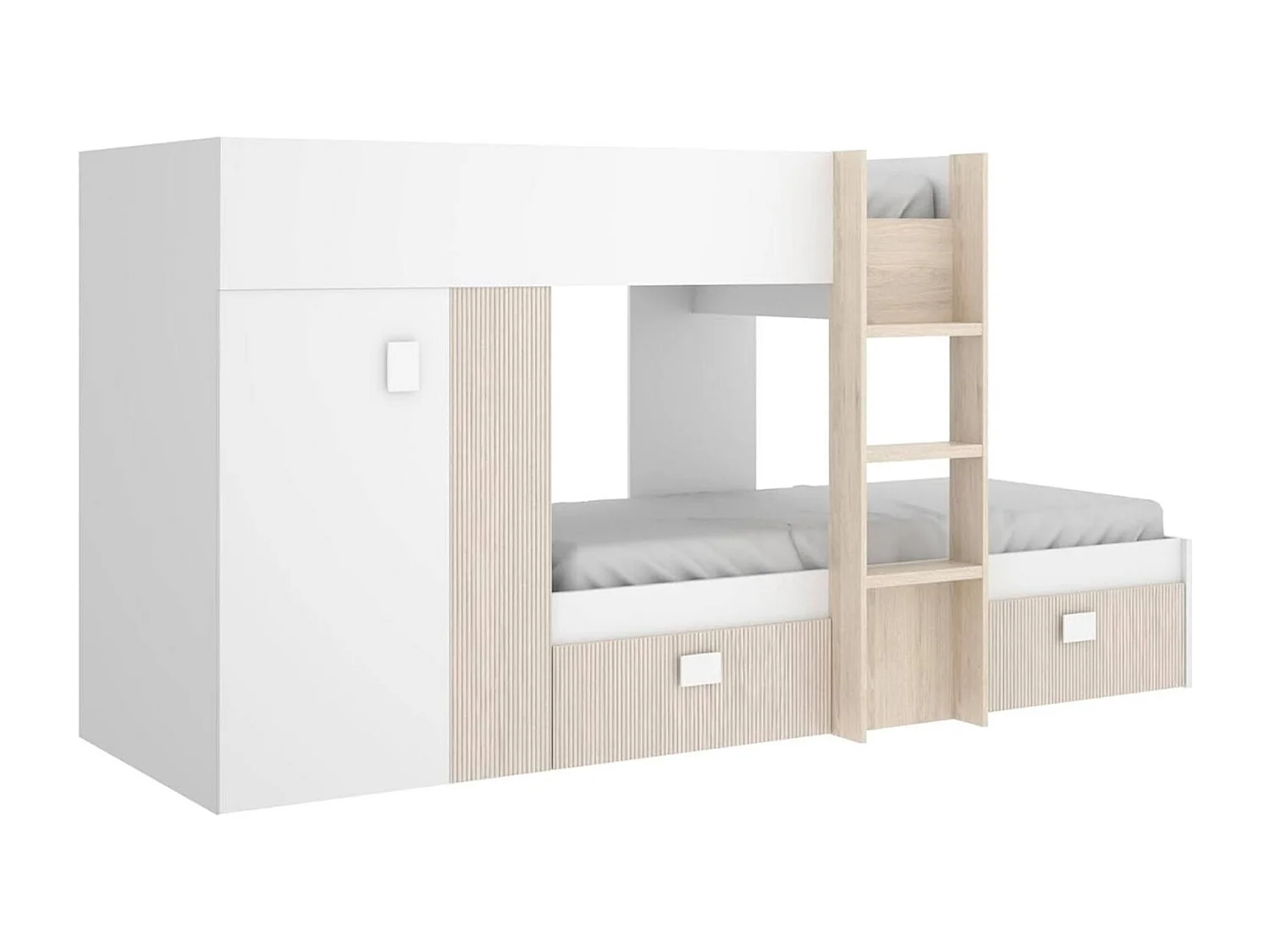 Dmora - Composizione camera da letto Araba, 271x111h150 cm, Bianco e Rovere
