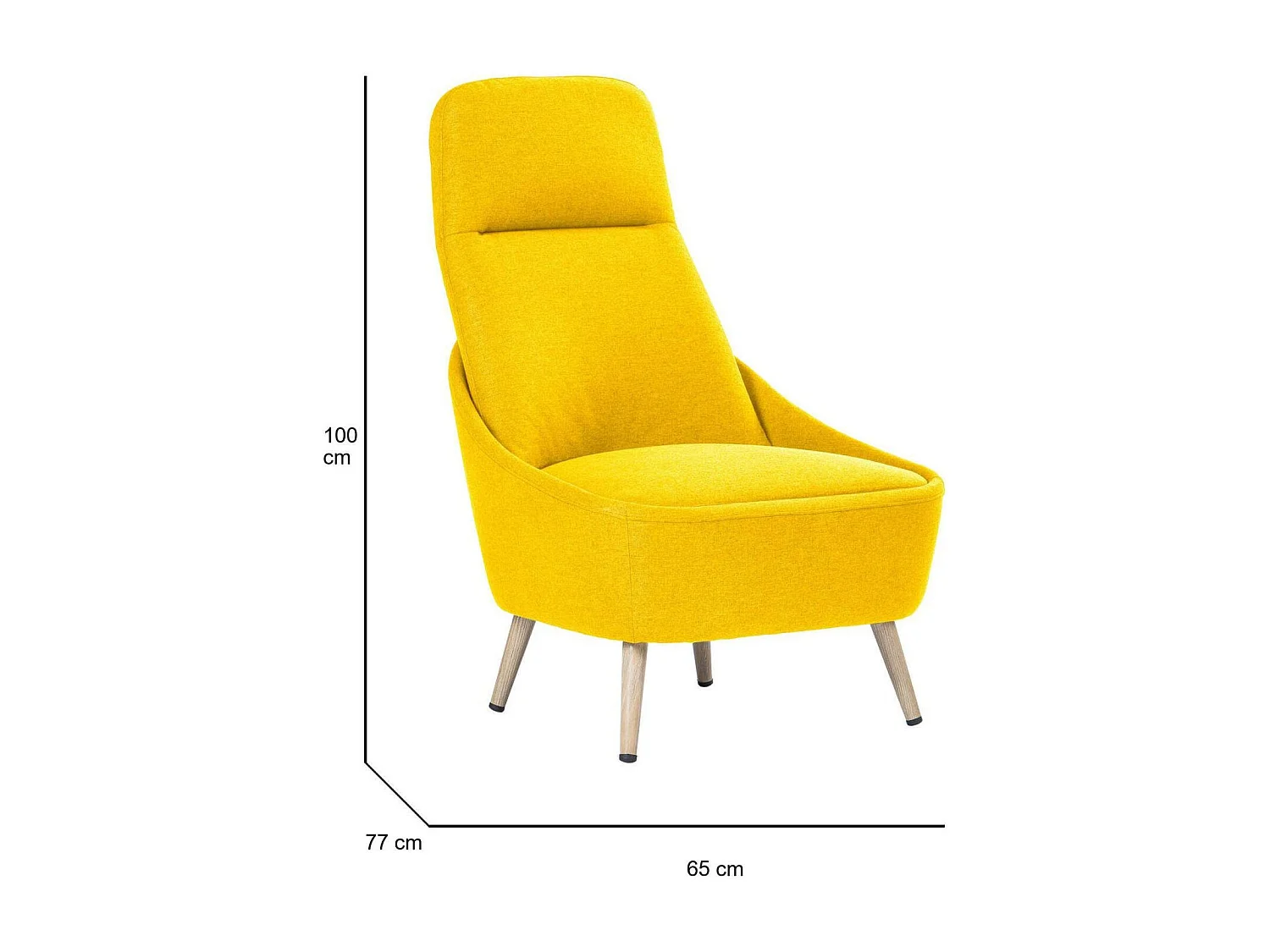 Chaise de bureau Dcelli, Chaise d'attente de bureau, Chaise d'attente ergonomique, 77x65h100 cm, Jaune