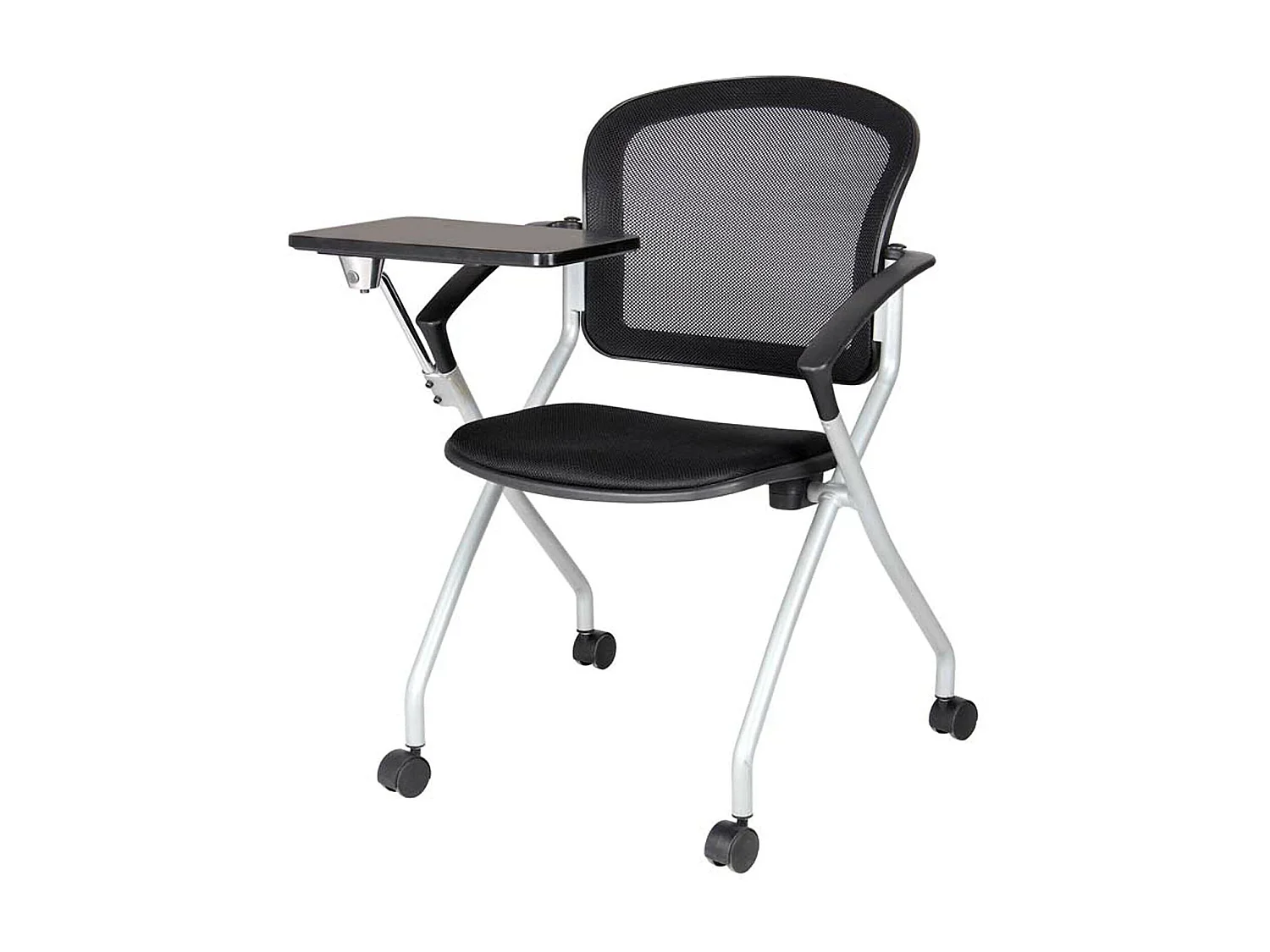 Silla de oficina Dfriso, Silla de sala de espera con reposabrazos y tableta, Silla de espera ergonómica, 61x49h84 cm, Negro