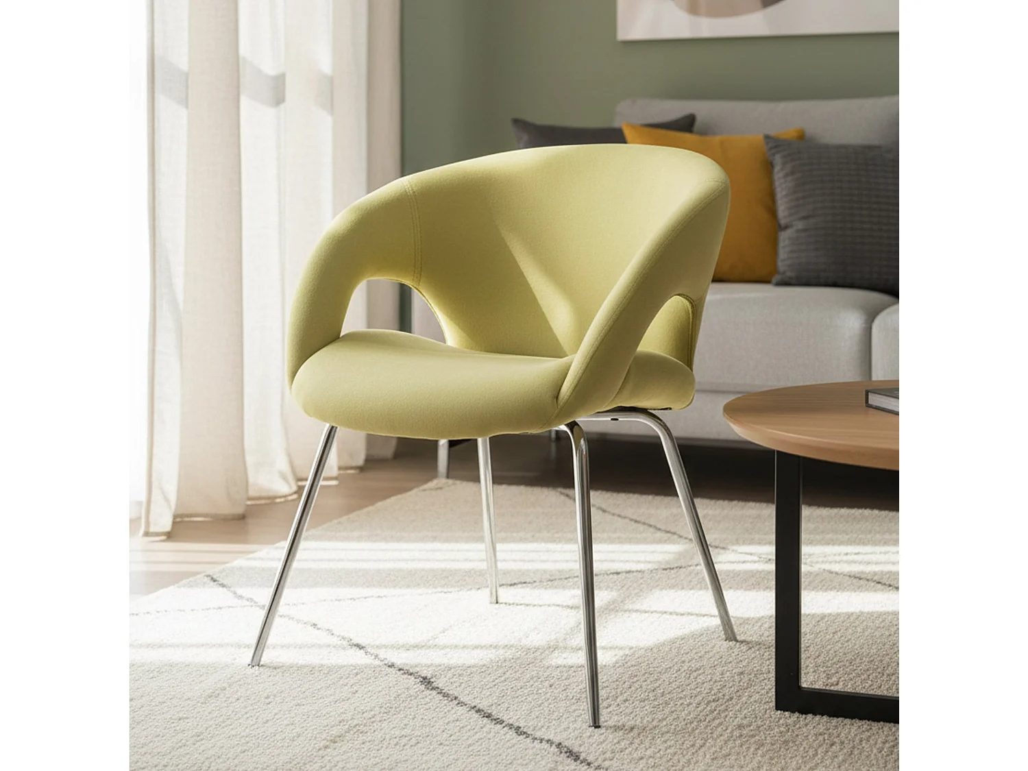 Chaise de bureau Dagudel, Chaise d'attente avec accoudoirs pour le bureau, Chaise d'attente ergonomique, 58x59h72 cm, Jaune