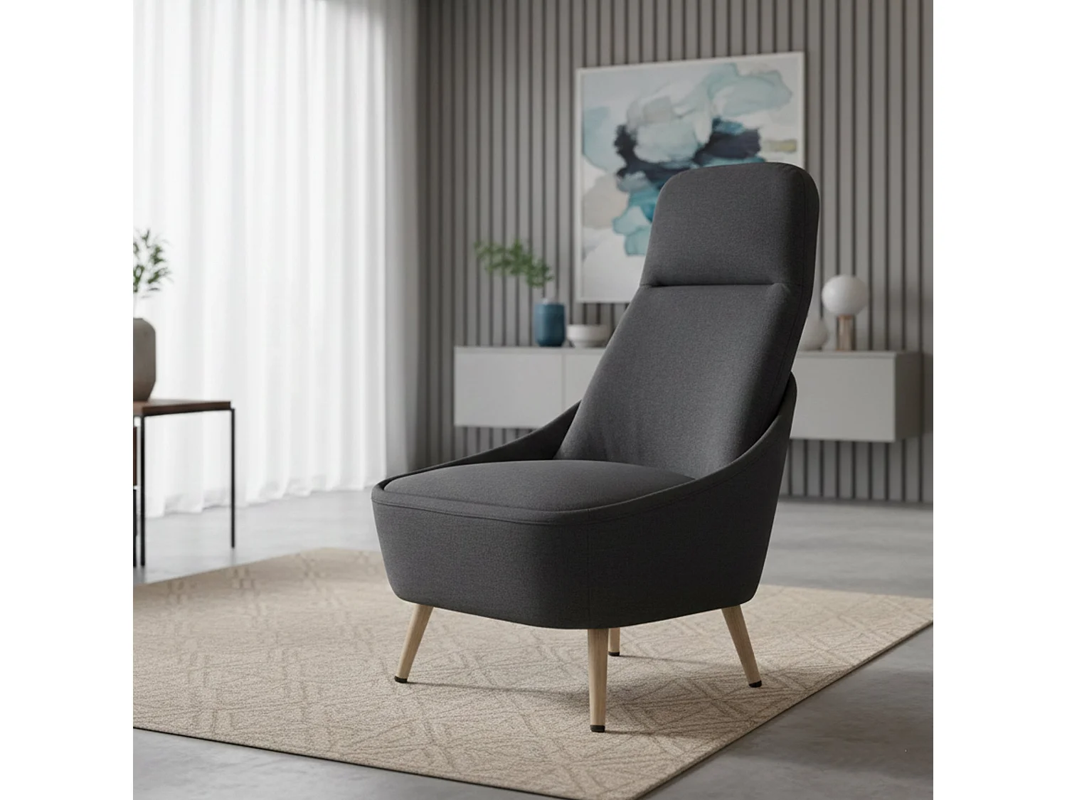 Cadeira de escritório Dcelli, Assento de espera de escritório, Poltrona ergonômica, 77x65h100 cm, Antracite