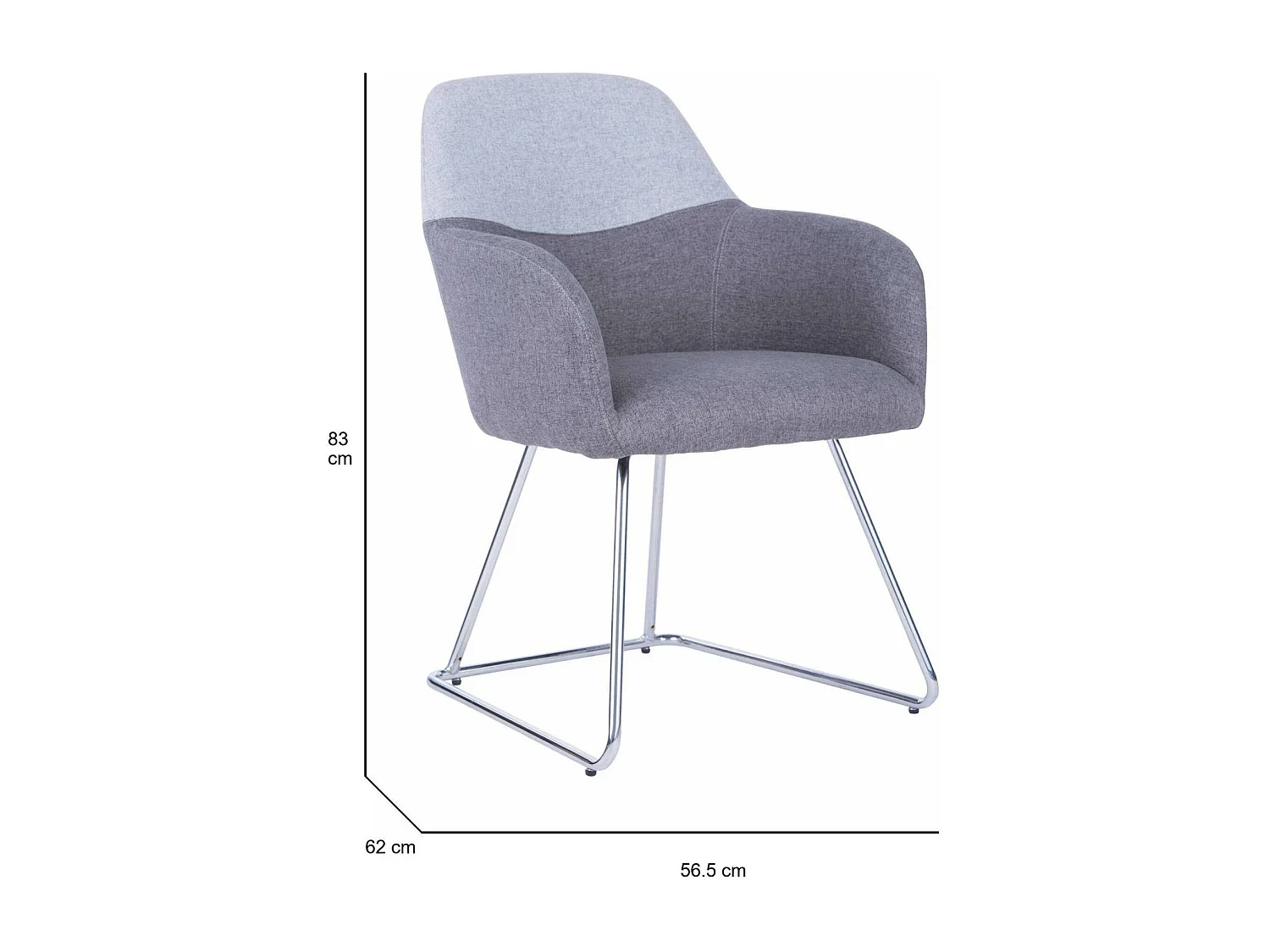 Cadeira de escritório Dmioni, Assento de espera com braços para escritório, Assento de espera ergonômico, 62x57h83 cm, Cinza