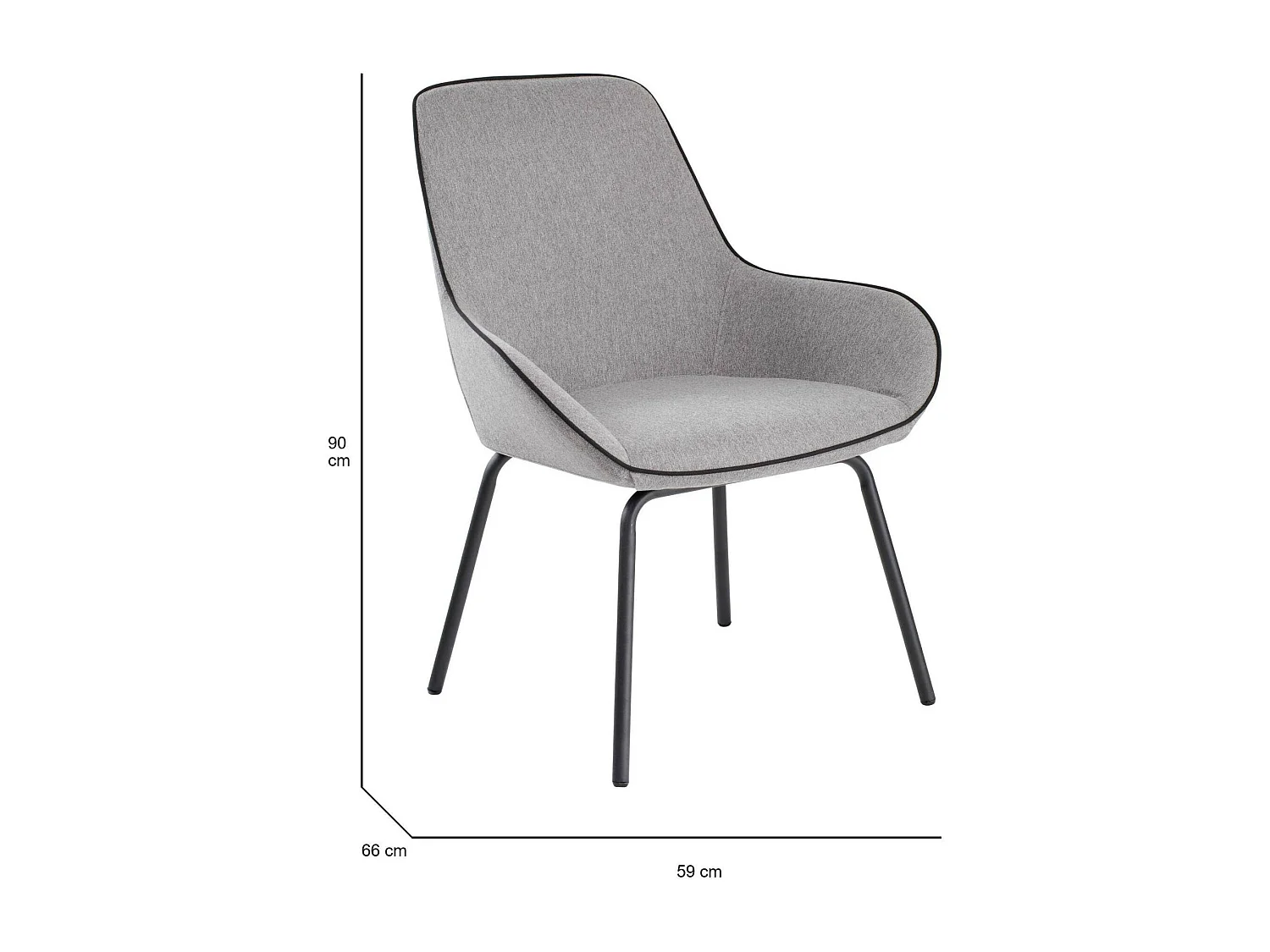 Bürostuhl Dglionn, Bürostühle für Wartezimmer, Ergonomischer Wartezimmerstuhl, 66x59h90 cm, Grau