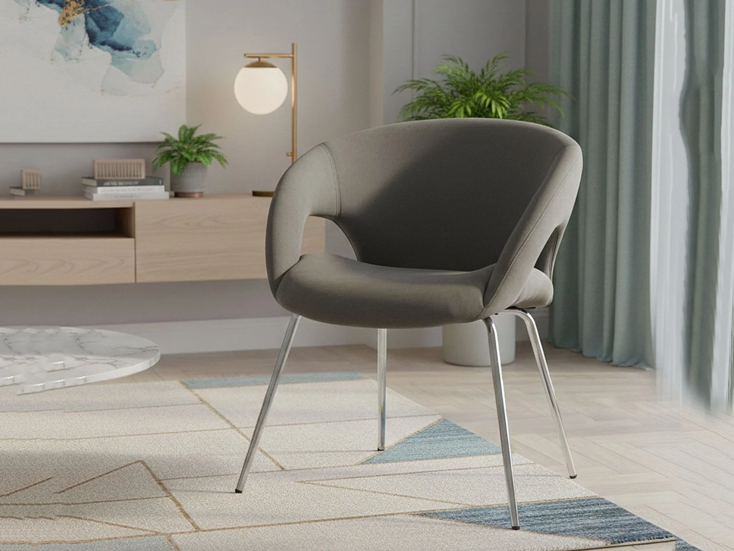Chaise de bureau Dagudel, Chaise d'attente avec accoudoirs pour le bureau, Chaise d'attente ergonomique, 58x59h72 cm, Gris