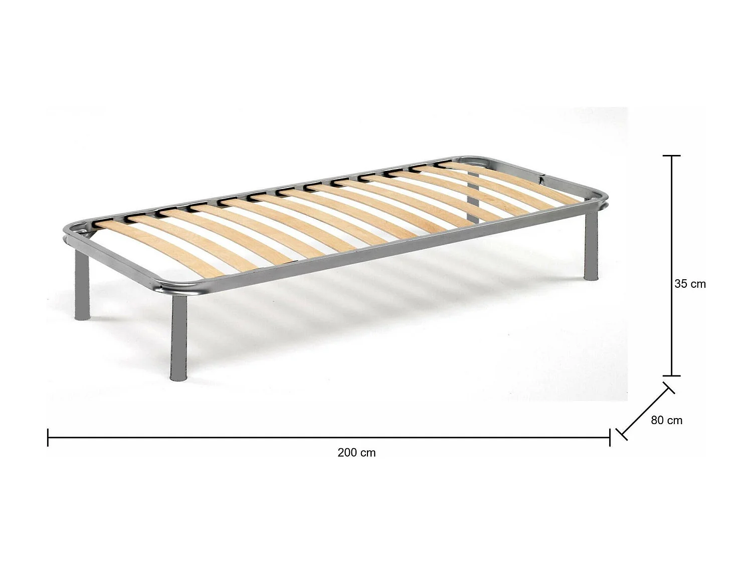 Sommier simple Dgori, Sommier orthopédique en contreplaqué de bouleau avec 13 lattes, 100% Made in Italy, 80x200h 34 cm