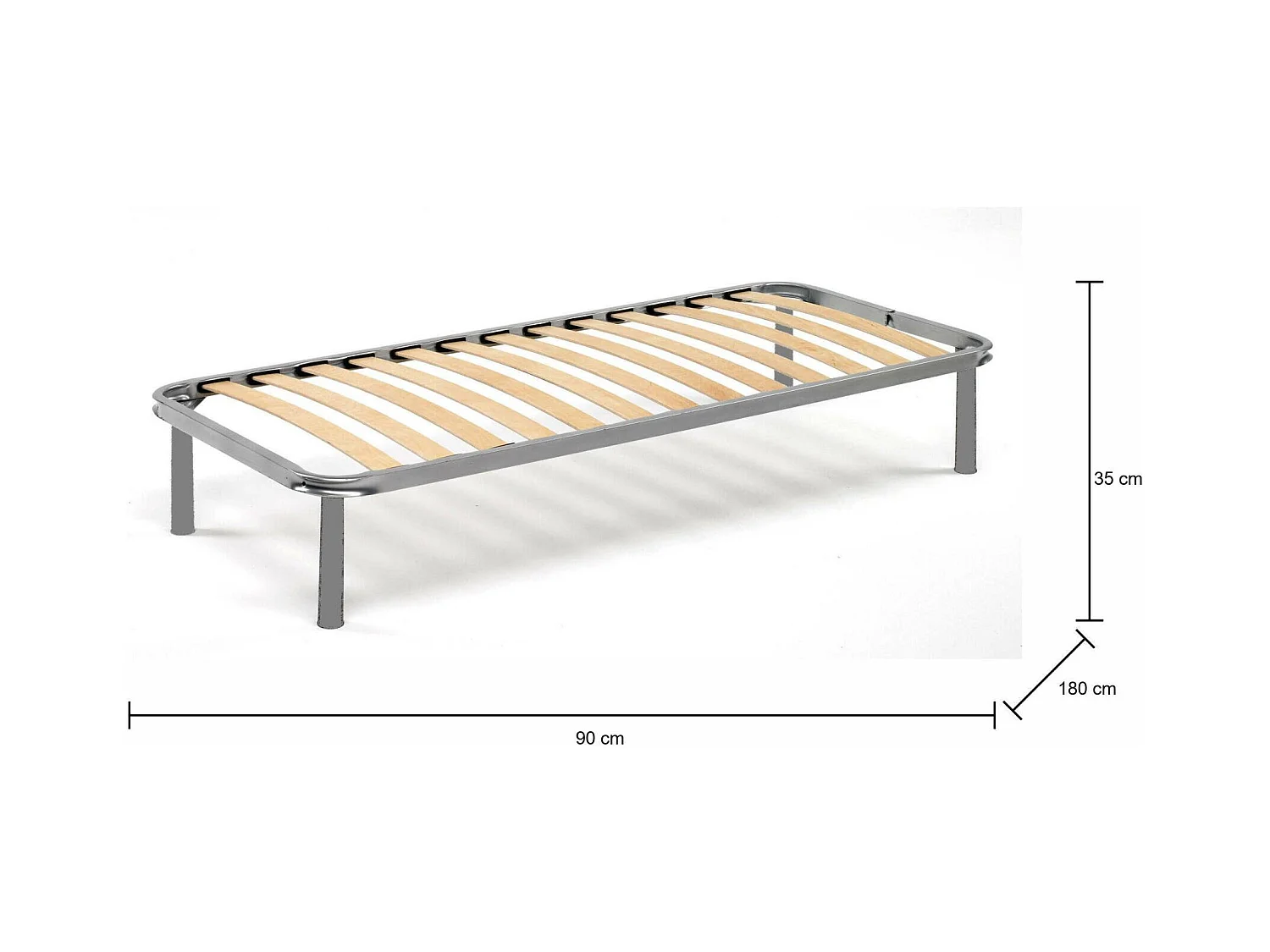 Einzelbettbasis Dgori, Orthopädische Basis aus Birkensperrholz mit 13 Latten, 100% Made in Italy, Cm 90x180h 34