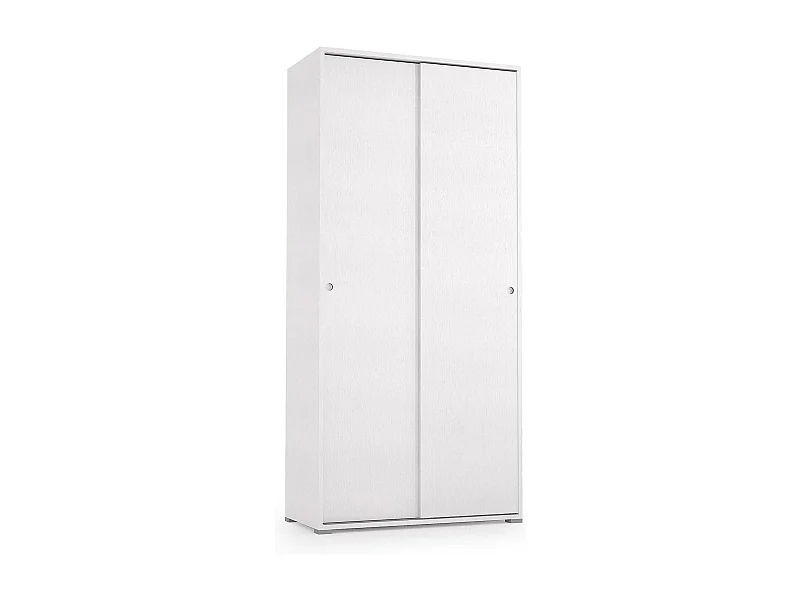 Armário Dbuti, guarda-roupa com 2 portas de correr e 4 prateleiras, móveis modernos de quarto multiuso, 100% Fabricado na Itália, 90x45h195 cm, Branco