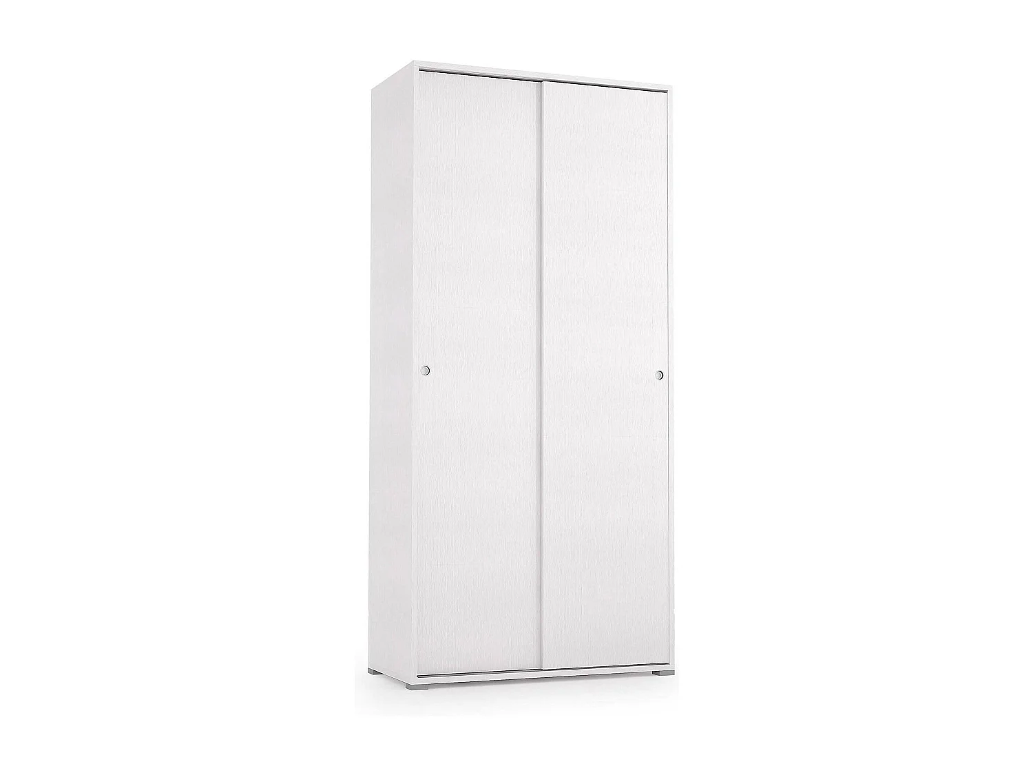 Armoire Dbuti, armoire avec 2 portes coulissantes et 4 étagères, mobilier de chambre polyvalent moderne, 100% Made in Italy, 90x45h195 cm, Blanc