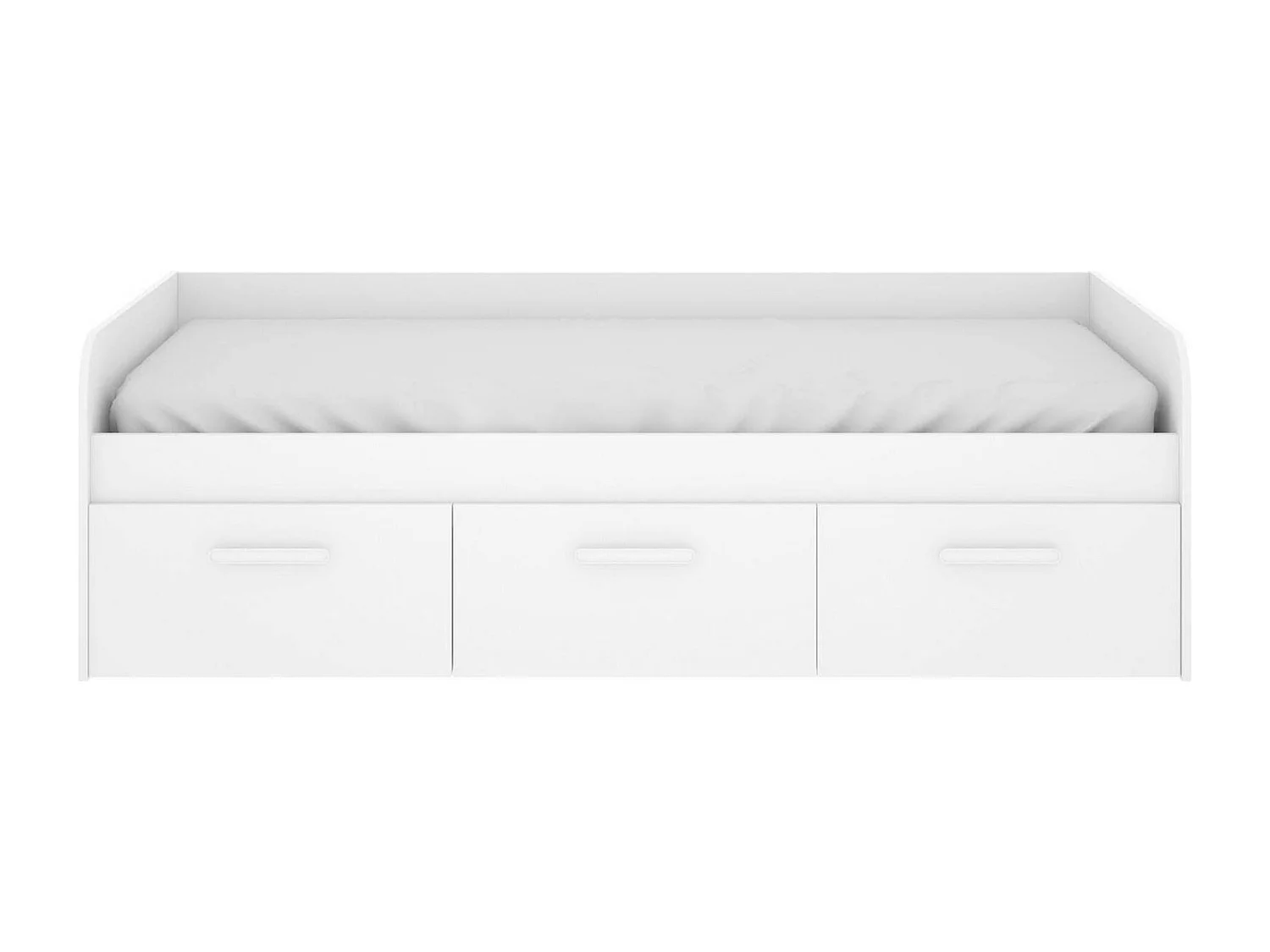 Adamello kinderbed, Opbergbed voor slaapkamers, Eenpersoonsbedframe met 3 laden, 194x97h60 cm, Wit
