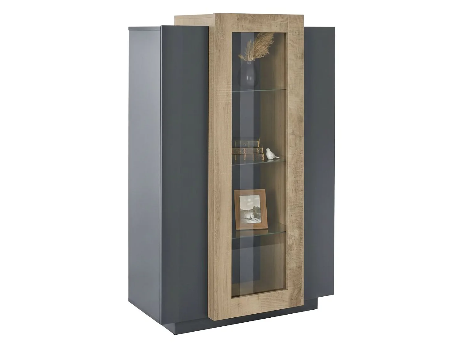 Vetrina Ablaze, 7 Ripiani Made in Italy, 38x80x121h cm Nero Antracite, Mobile Espositore