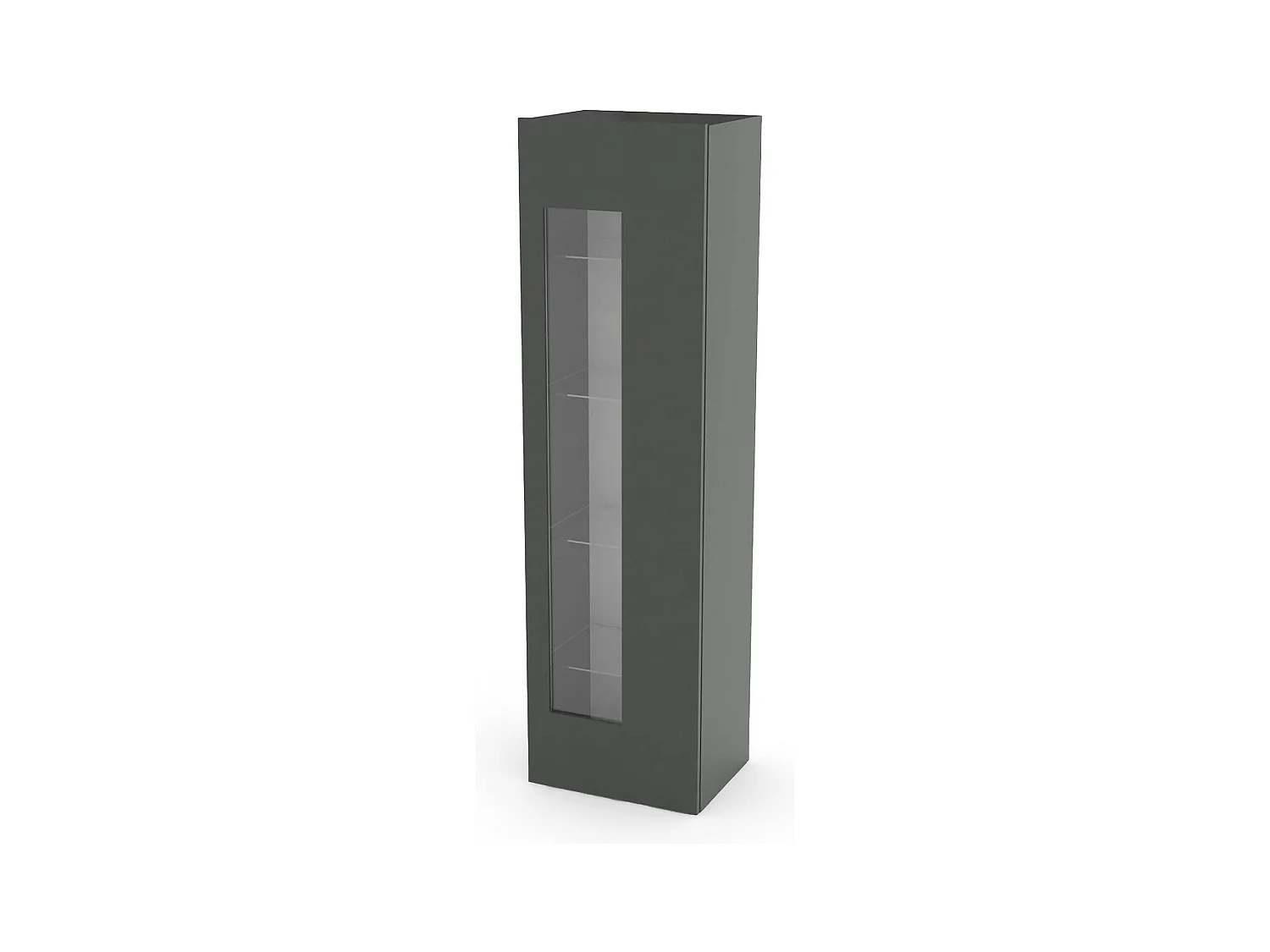 Vitrine Dizz, Buffet avec porte vitrée, Meuble de salon polyvalent, 100% Made in Italy, 45x34h162 cm, Anthracite Brillant