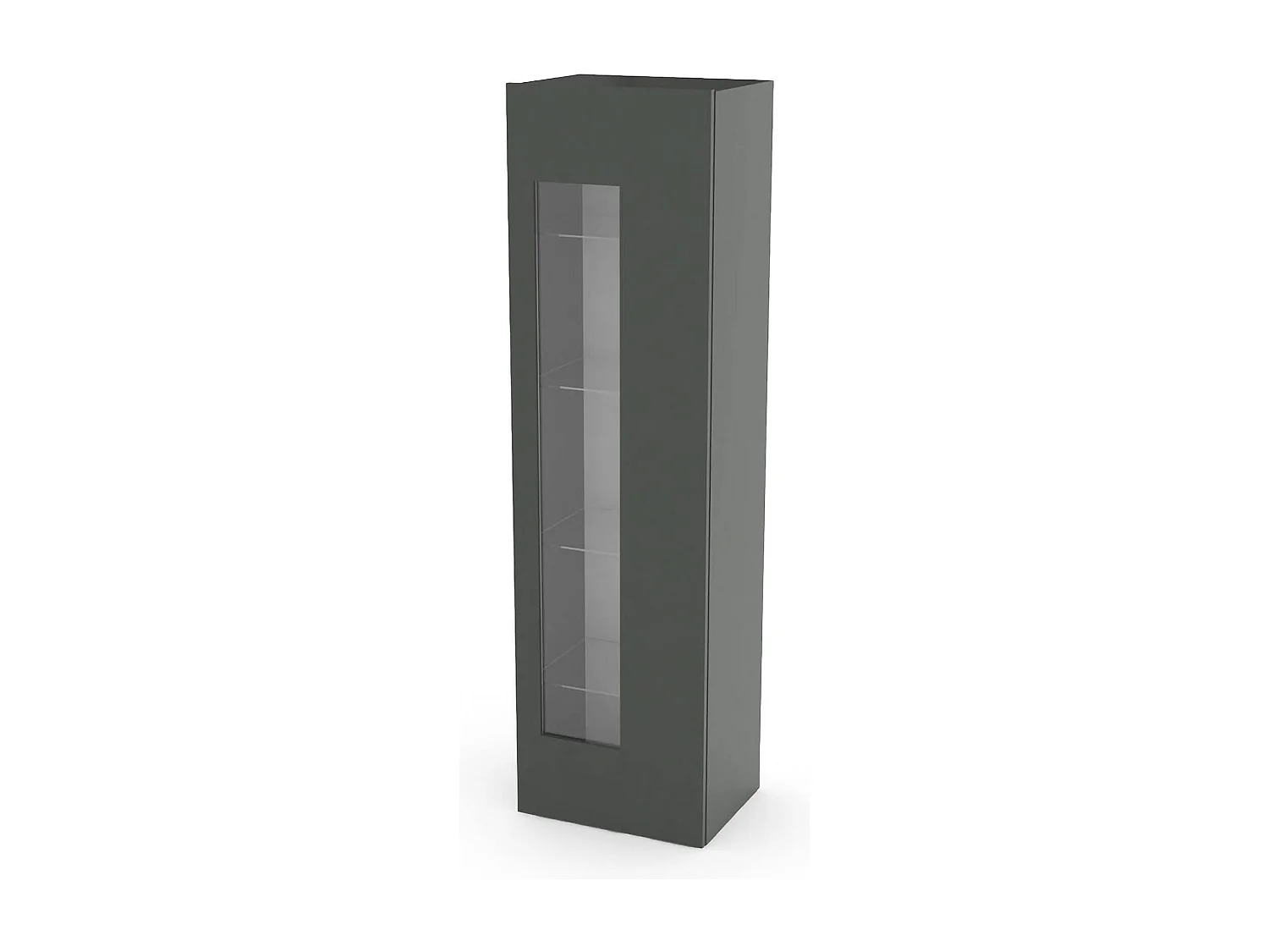Vitrine Dizz, Buffet avec porte vitrée, Meuble de salon polyvalent, 100% Made in Italy, 45x34h162 cm, Anthracite Brillant
