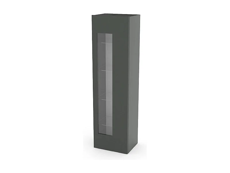 Vitrine Dizz, Aparador com porta de vidro, Móveis de sala multiuso, 100% Fabricado na Itália, 45x34h162 cm, Antracite brilhante