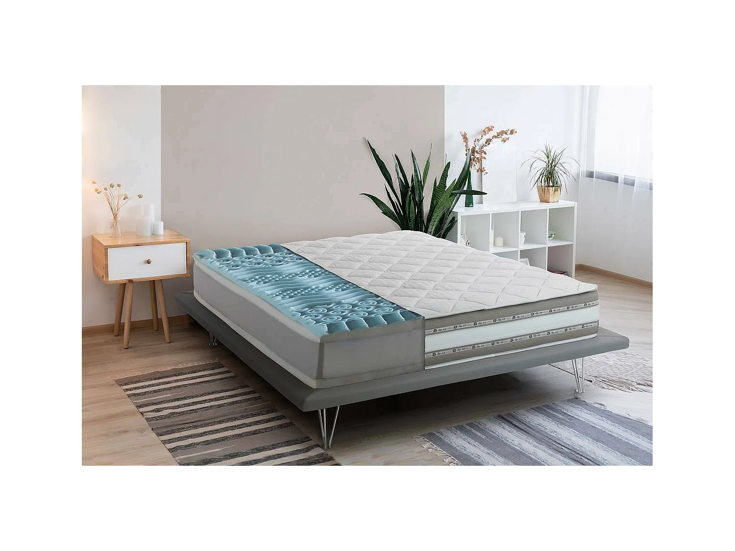 Dmorell eenpersoonsmatras, traagschuim- en gelmatras met 9 gedifferentieerde zones, 100% Made in Italy, anti-mijt en hypoallergeen, 90x200h27 cm