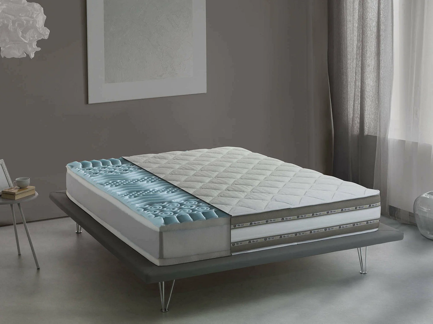 Matelas simple Dlea, matelas déhoussable en mousse à mémoire de forme et gel Waterfoam, 100% Made in Italy, anti-acariens et hypoallergénique, 80x190h27 cm
