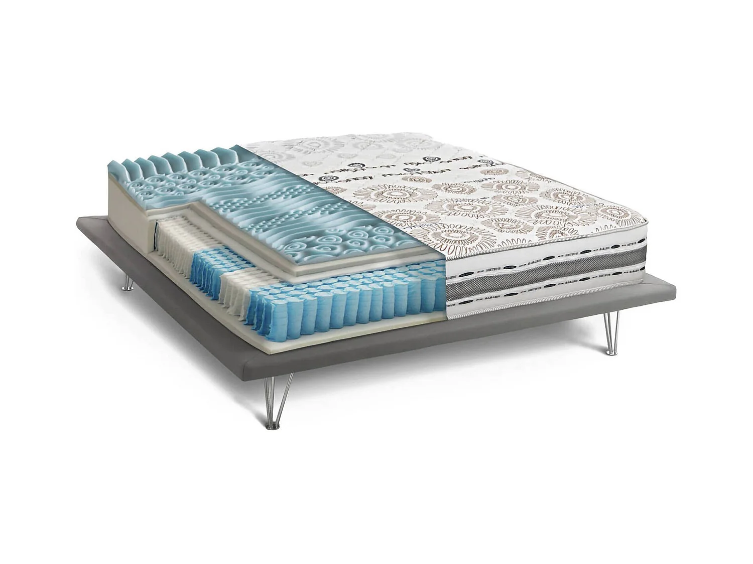 Matelas double Dcapril, déhoussable en mousse à mémoire de forme et microressorts indépendants, 100% Made in Italy, anti-acariens et hypoallergénique, 120x190h25 cm