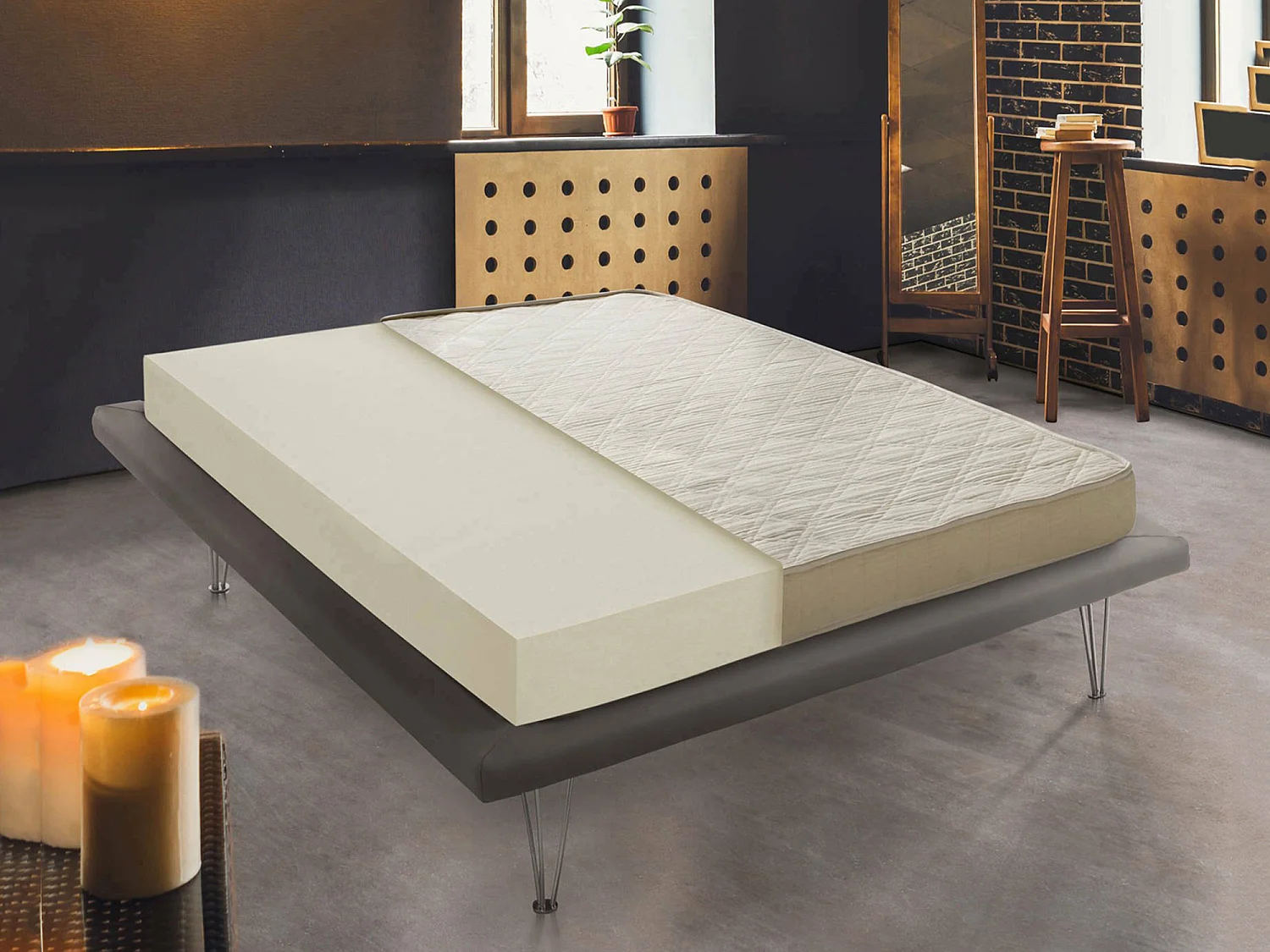 Matelas double Dgatti, matelas Waterfoam, 100% Made in Italy, Anti-acariens et Hypoallergénique, 160x190h14 cm