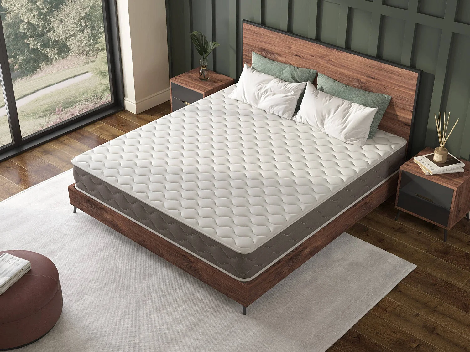Dabasci dubbele matras, Memory Foam matras, Ergonomische matras, Anti-mijt en hypoallergene matras, 100% Made in Italy, 140x200xh21 cm