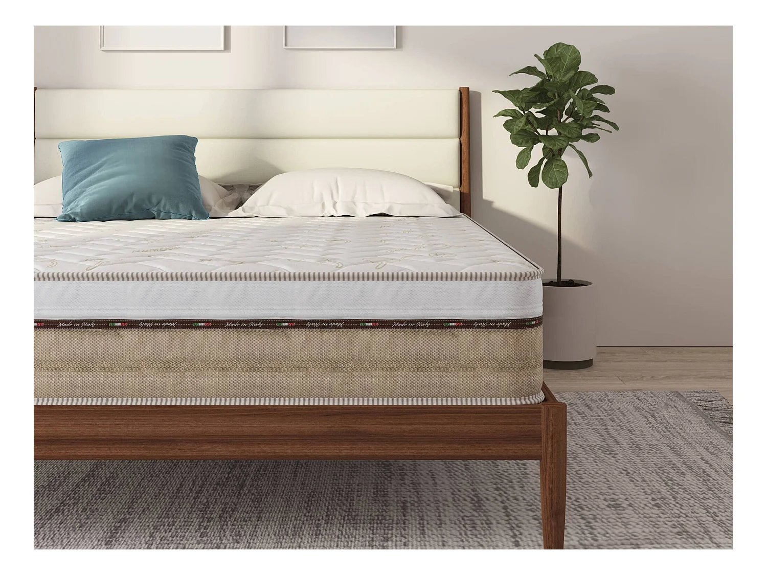 Matelas double Dlonard, Matelas de haute qualité, Matelas ergonomique, Matelas à ressorts ensachés, 100% Made in Italy, 140x200xh25 cm