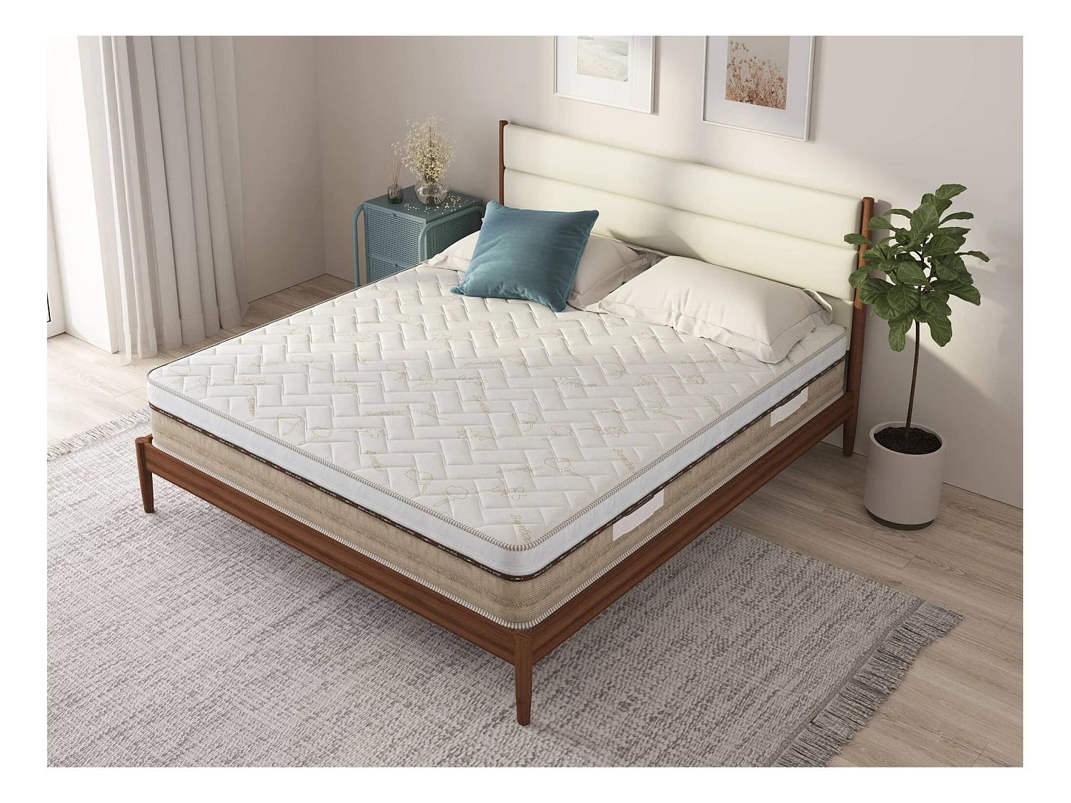 Matelas double Dlonard, Matelas de haute qualité, Matelas ergonomique, Matelas à ressorts ensachés, 100% Made in Italy, 140x200xh25 cm