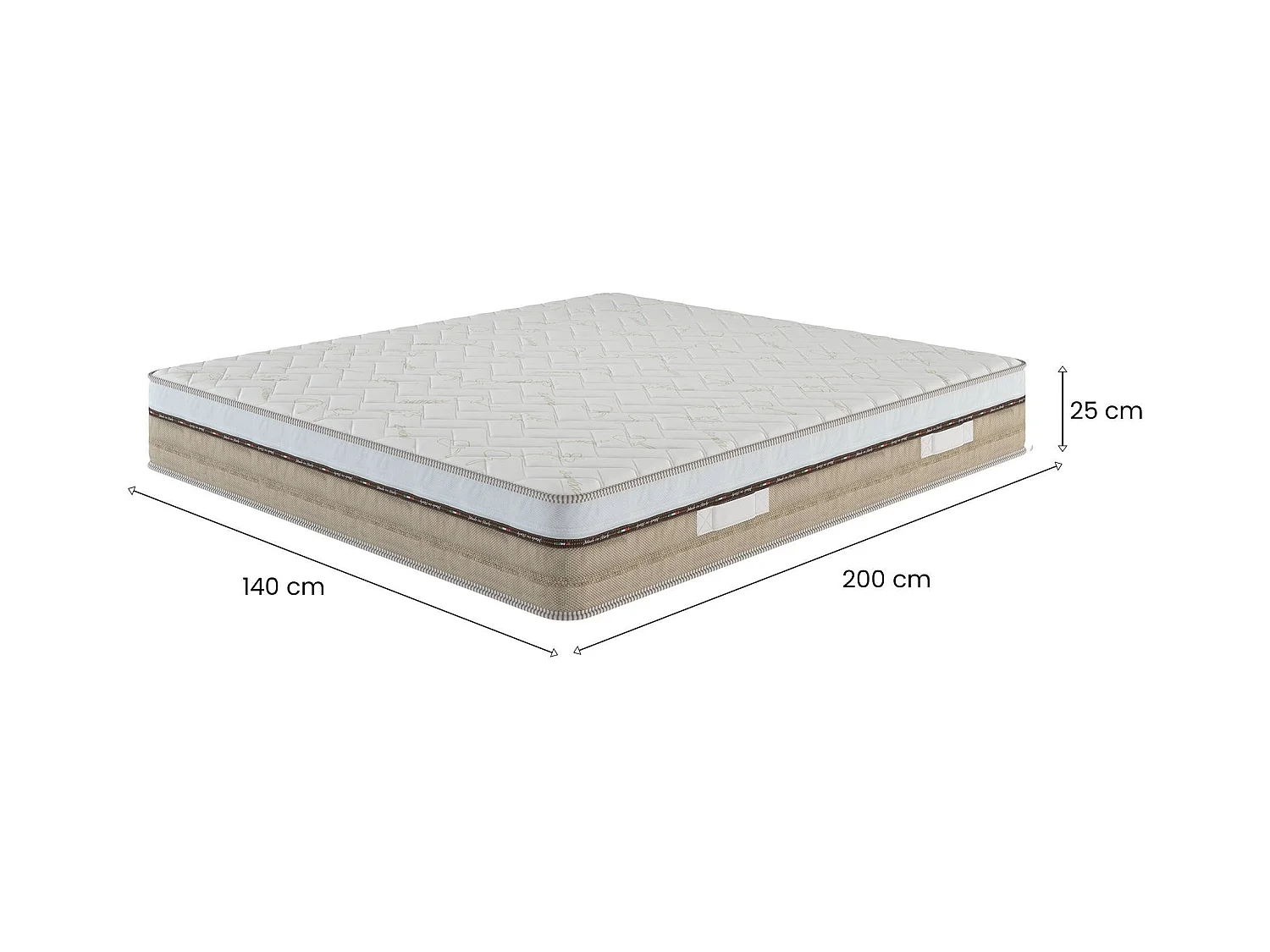 Matelas double Dlonard, Matelas de haute qualité, Matelas ergonomique, Matelas à ressorts ensachés, 100% Made in Italy, 140x200xh25 cm