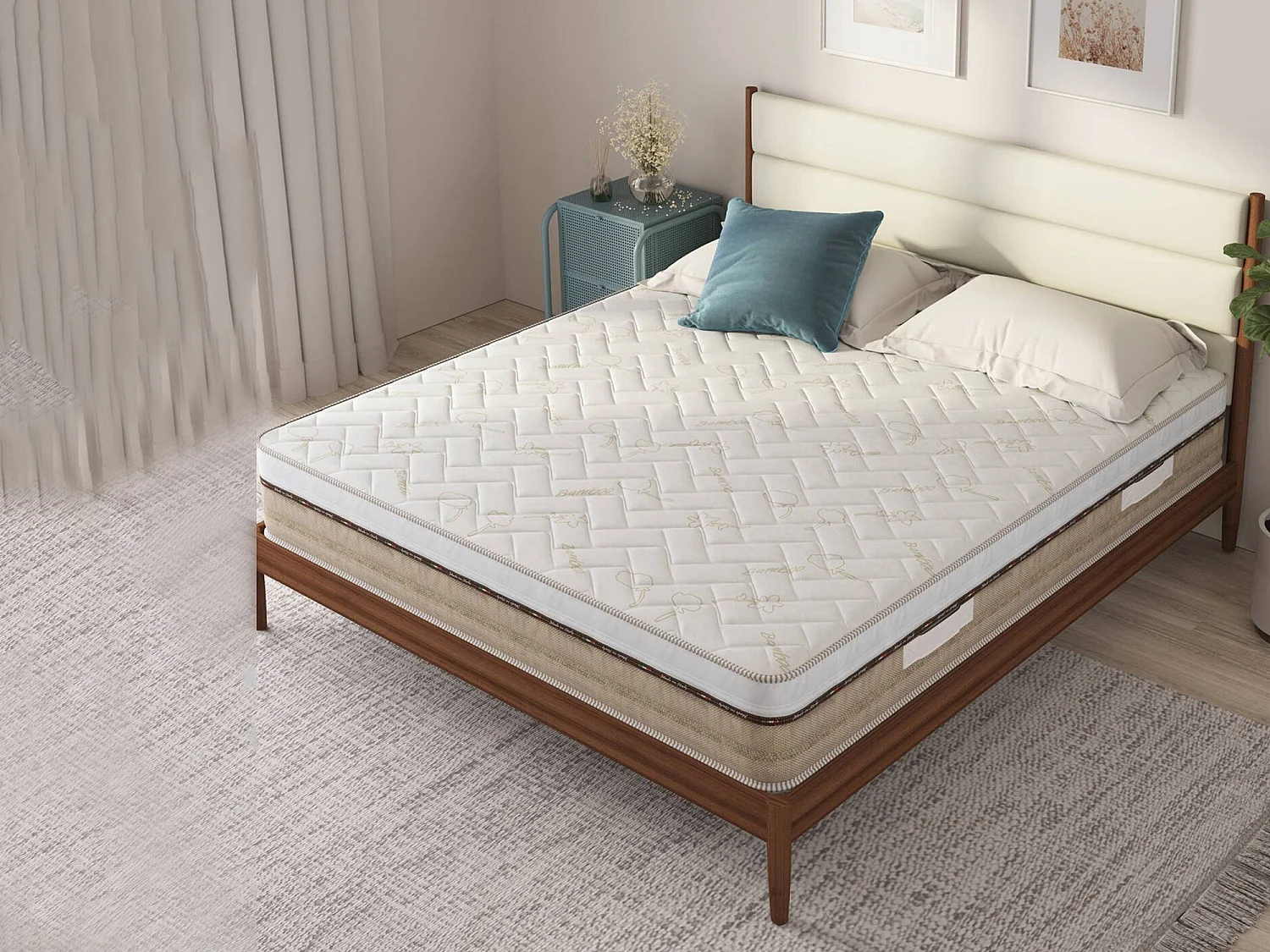 Matelas double Dlonard, Matelas de haute qualité, Matelas ergonomique, Matelas à ressorts ensachés, 100% Made in Italy, 140x200xh25 cm