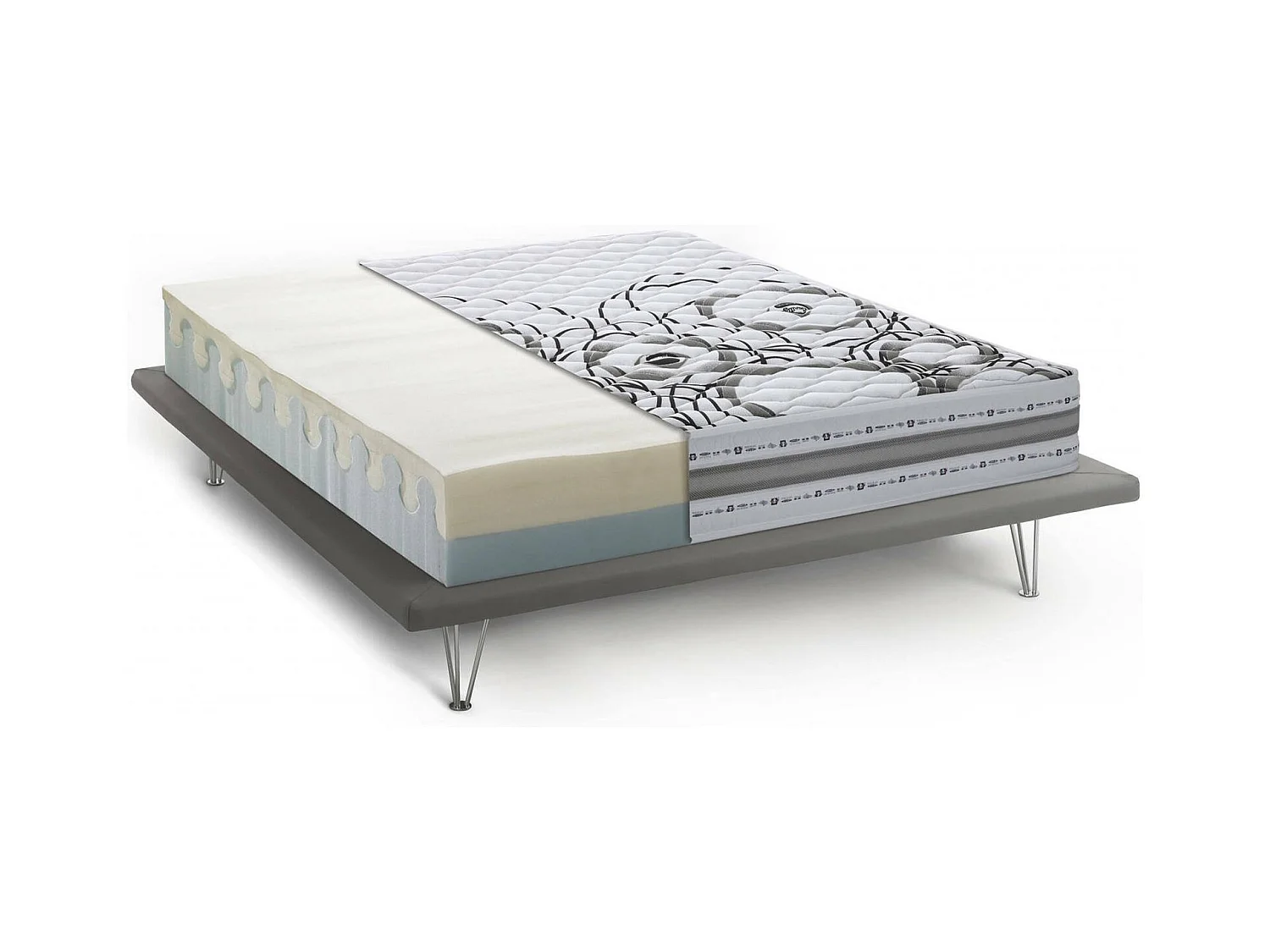 Matelas double Dmelos, matelas en mousse à mémoire de forme et Waterfoam, 100% Made in Italy, anti-acariens et hypoallergénique, 160x190h 22 cm
