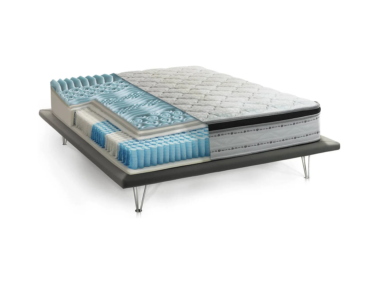 Matelas simple Dgabell, déhoussable en Memory Foam+Gel et ressorts ensachés, 100% Made in Italy, anti-acariens et hypoallergénique, 90x200h27 cm