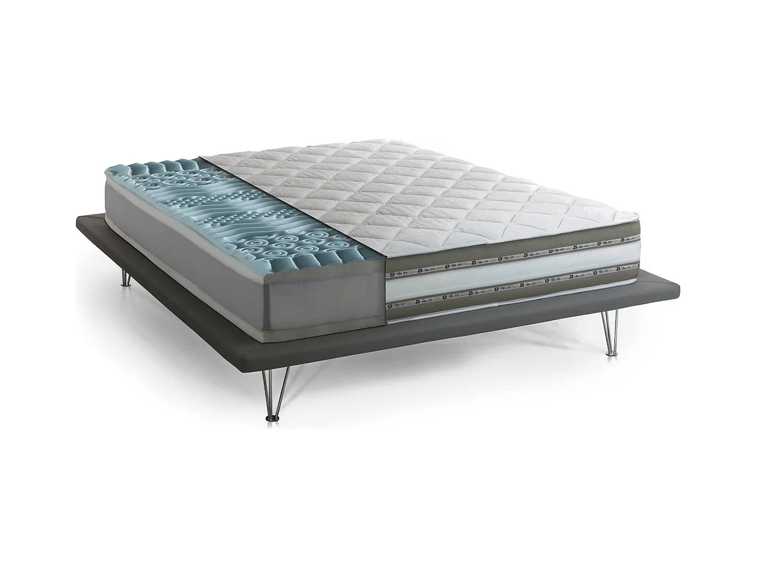 Matelas double Dkiwio, matelas amovible en mousse à mémoire de forme et gel Waterfoam, 100% Made in Italy, anti-acariens et hypoallergénique, 180x200h27 cm