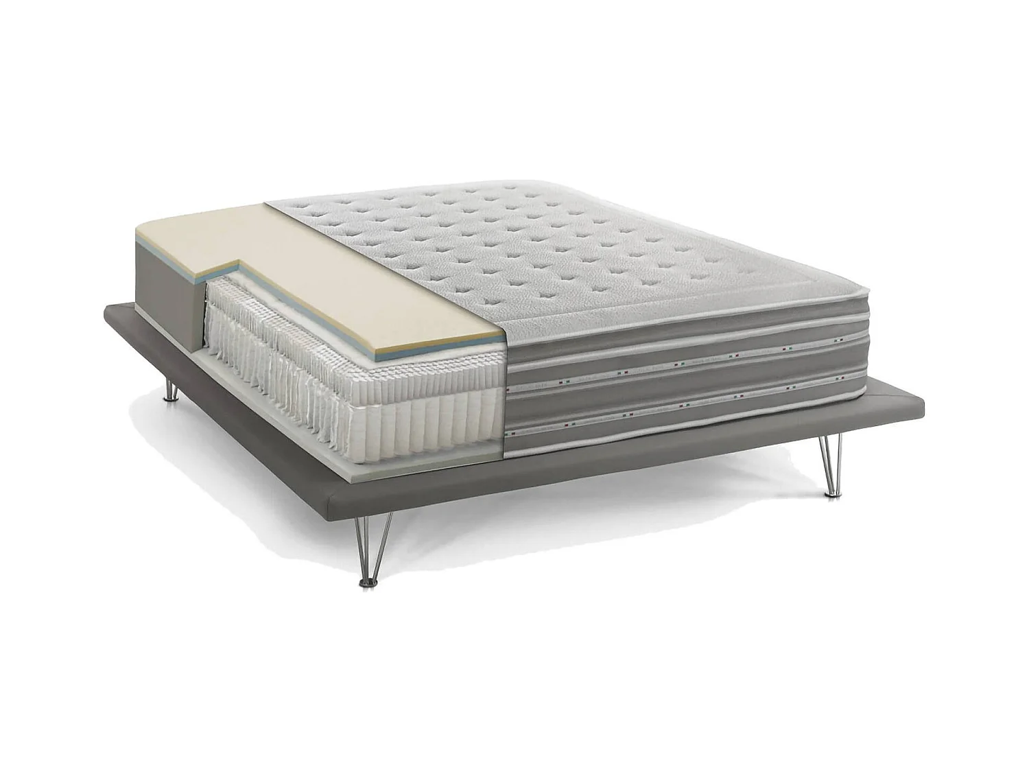 Matelas double Dme, orthopédique en mousse à mémoire de forme et microressorts ensachés, 100% Made in Italy, anti-acariens et hypoallergénique, 160x190h37 cm