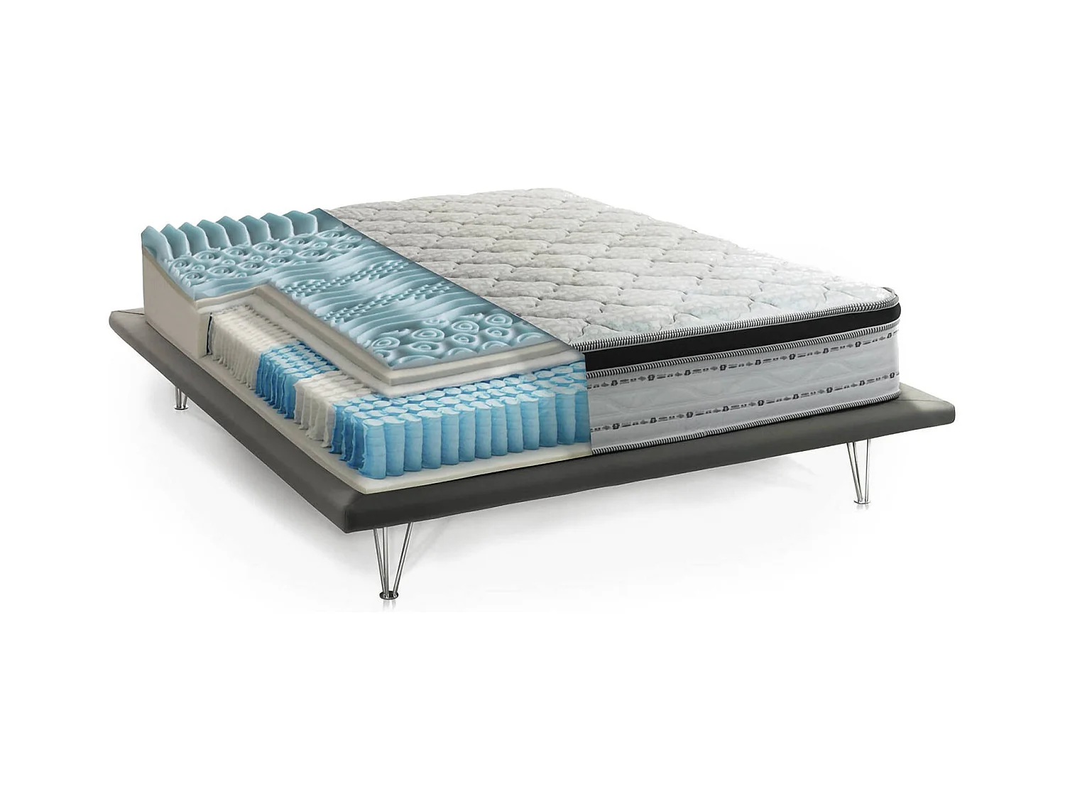 Matelas double Dmadonn, déhoussable en Memory Foam+Gel et ressorts ensachés, 100% Made in Italy, anti-acariens et hypoallergénique, 160x200h27 cm