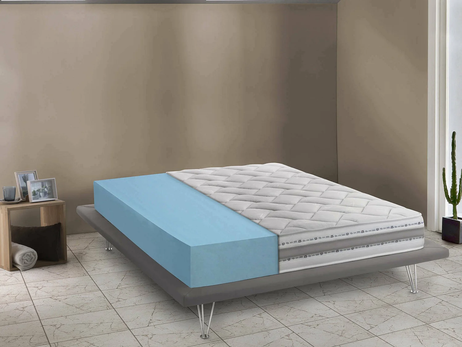Dmercat eenpersoonsmatras, afneembare matras van traagschuim en waterschuim, 100% gemaakt in Italië, anti-mijt en hypoallergeen, 80x190h21 cm