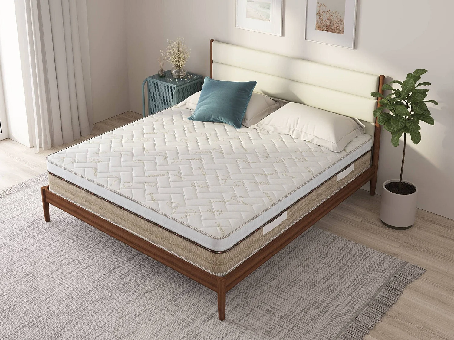 Matelas carré et demi Ddaffar, Matelas Memory Foam, Matelas ergonomique, Matelas à ressorts ensachés, 100% Made in Italy, 120x190xh25 cm