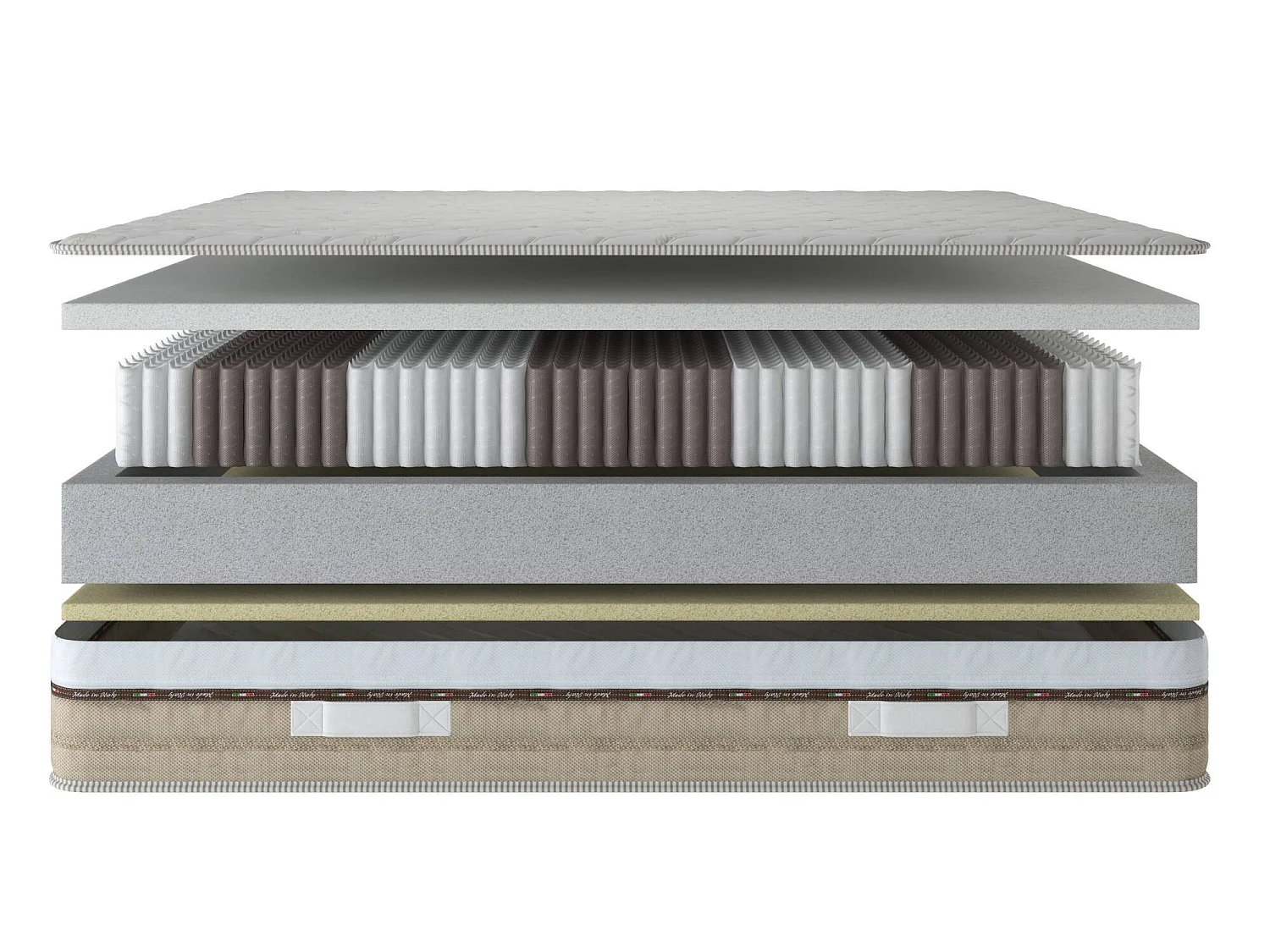 Matelas carré et demi Ddaffar, Matelas Memory Foam, Matelas ergonomique, Matelas à ressorts ensachés, 100% Made in Italy, 120x190xh25 cm