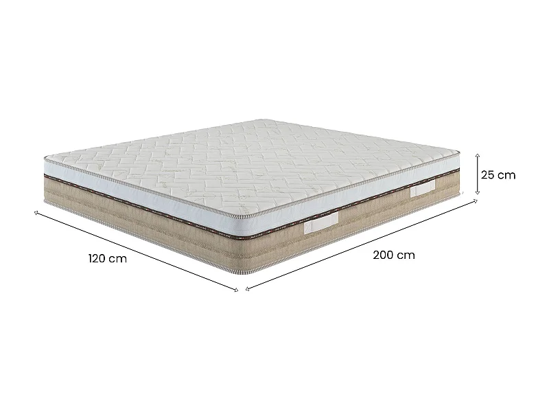 Ddaffar dubbele matras, Memory Foam Matras, Ergonomische matras, Pocketveringmatras, 100% Made in Italy, 120x200xh25 cm