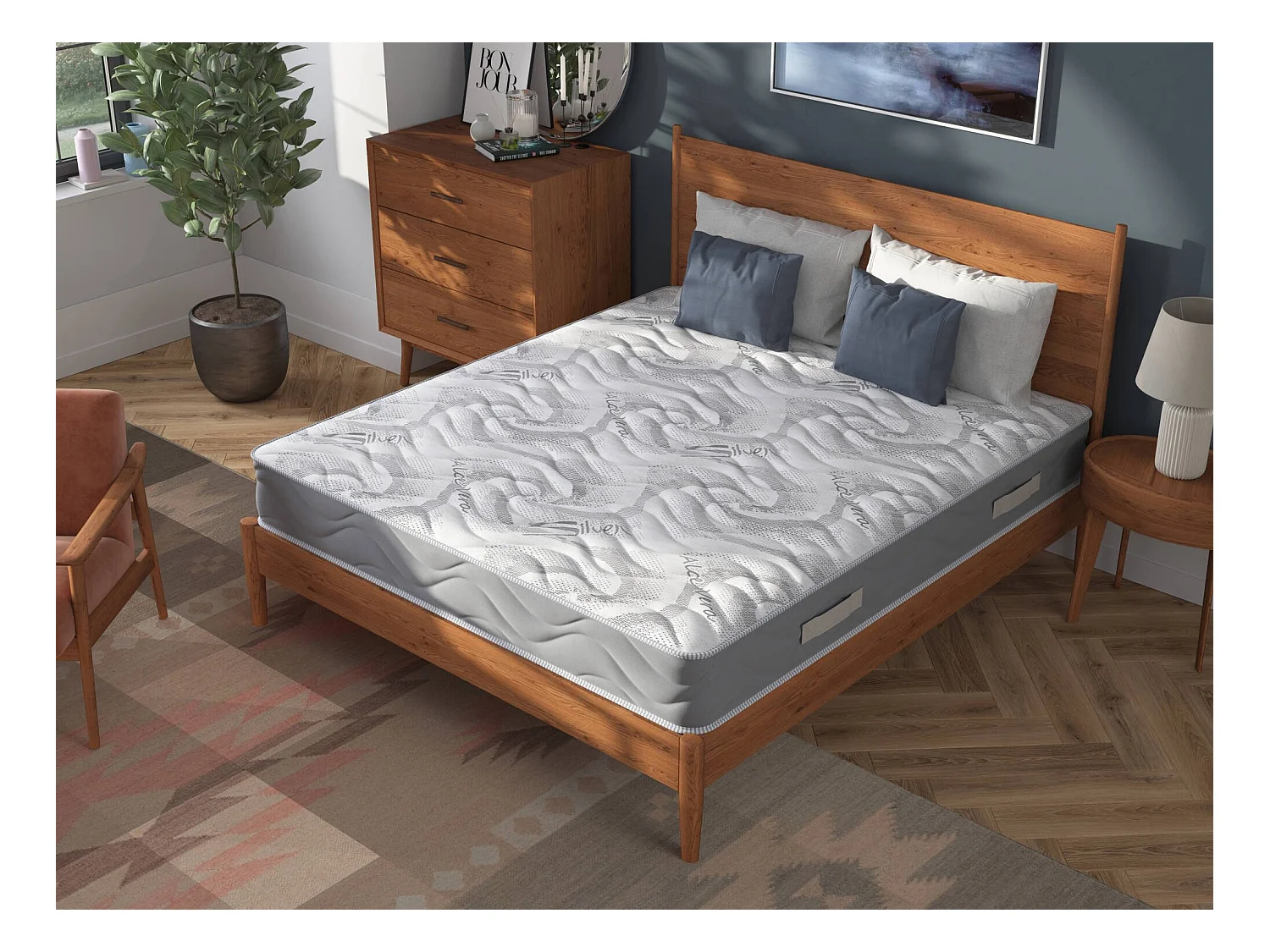 Matelas double Ersa, Matelas Trioform Memory Foam, Matelas ergonomique, Matelas anti-acariens et hypoallergénique, 100% Made in Italy, 140x200xh25 cm