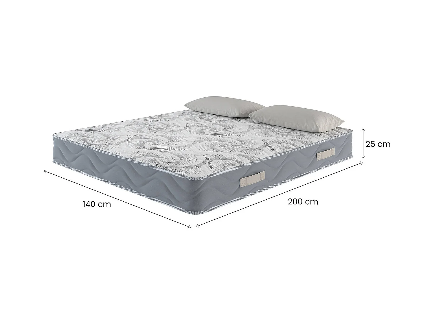 Matelas double Ersa, Matelas Trioform Memory Foam, Matelas ergonomique, Matelas anti-acariens et hypoallergénique, 100% Made in Italy, 140x200xh25 cm