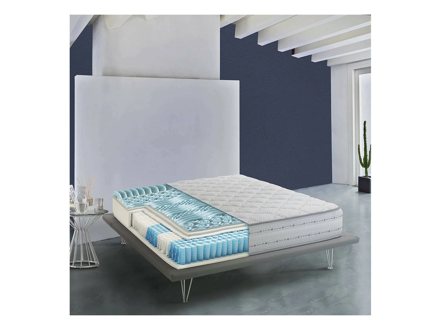 Matelas simple Dledr, matelas à mémoire de forme et à ressorts ensachés, 100% Made in Italy, anti-acariens et hypoallergénique, 80x190h26 cm