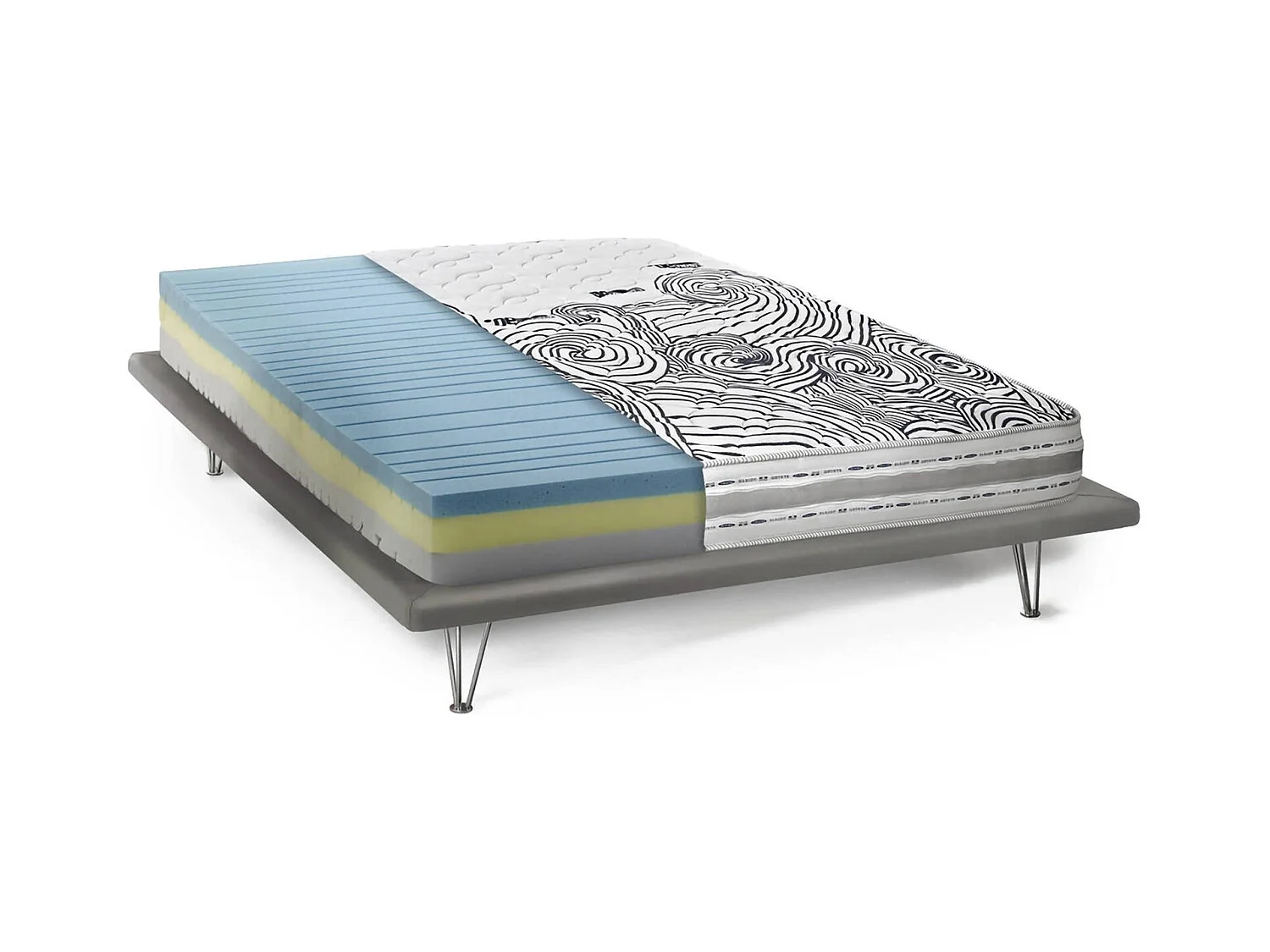 Matelas double Dmorron, matelas amovible en mousse à mémoire de forme et waterfoam, 100% Made in Italy, anti-acariens et hypoallergénique, 160x190h22 cm