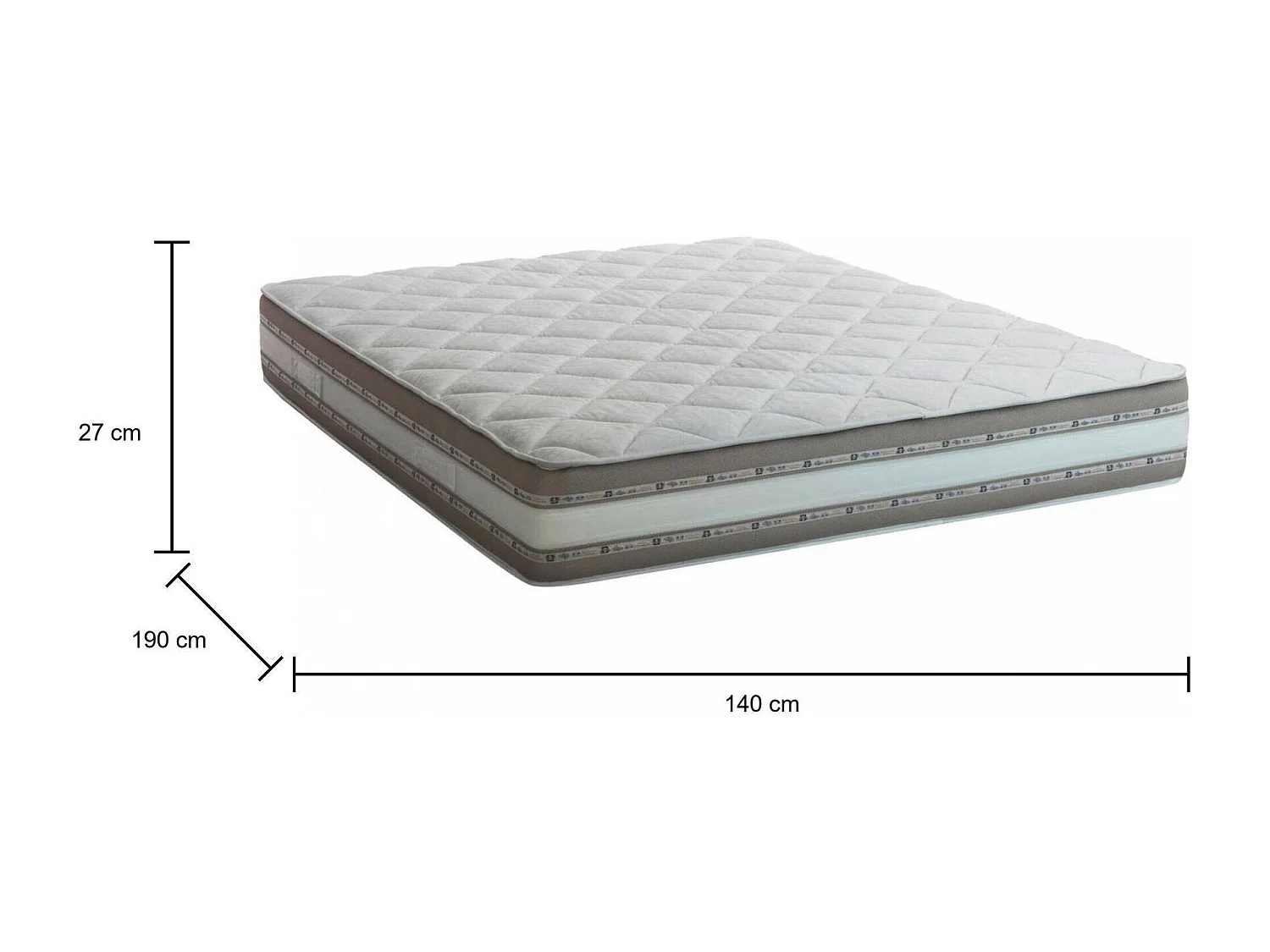 Dkiwio dubbele matras, afneembare matras in Memory Foam en Waterfoam Gel, 100% Made in Italy, anti-mijt en hypoallergeen, 140x190h27 cm