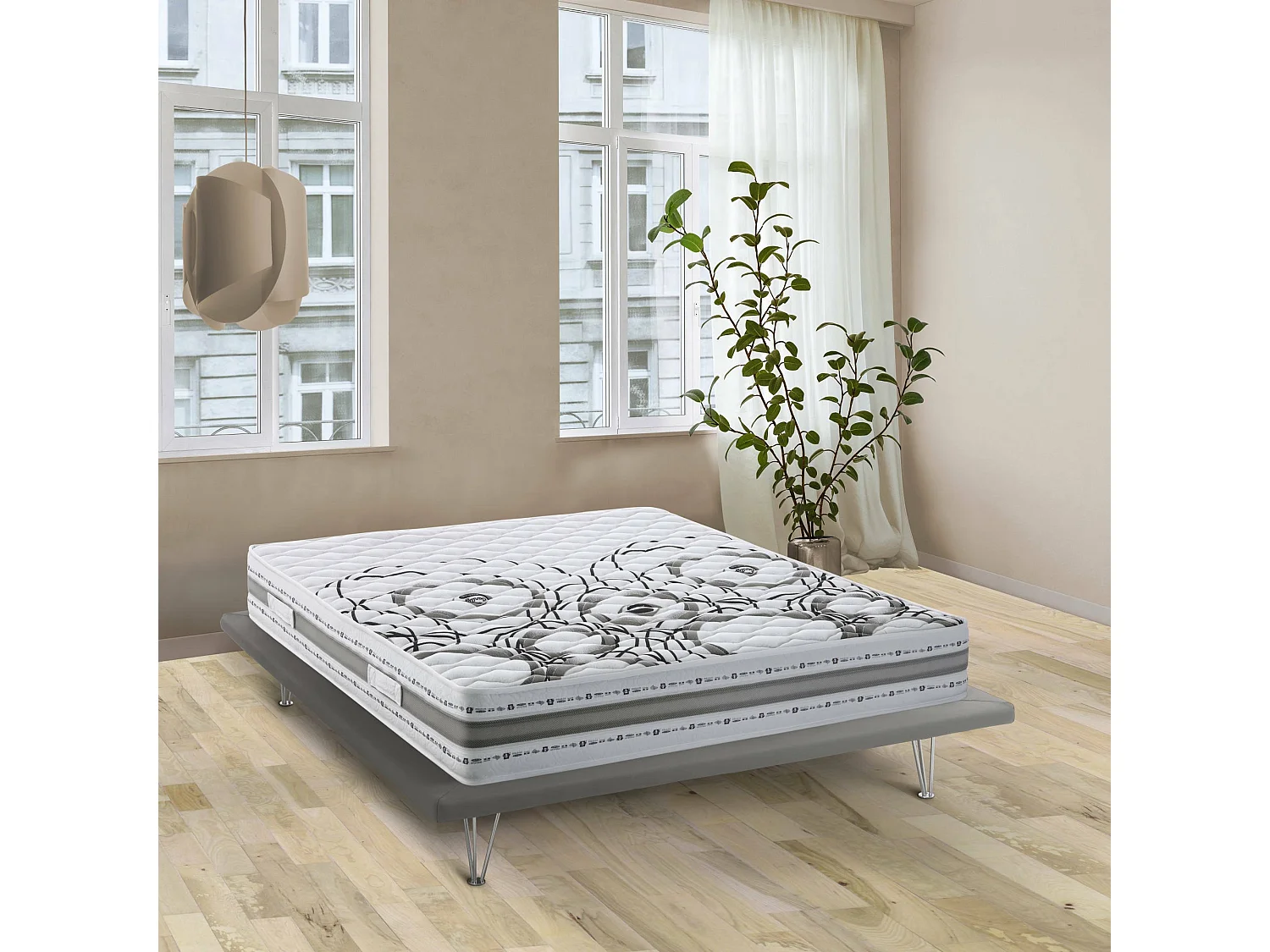Matelas double Dmelos, matelas en mousse à mémoire de forme et Waterfoam, 100% Made in Italy, anti-acariens et hypoallergénique, 160x200h 22 cm
