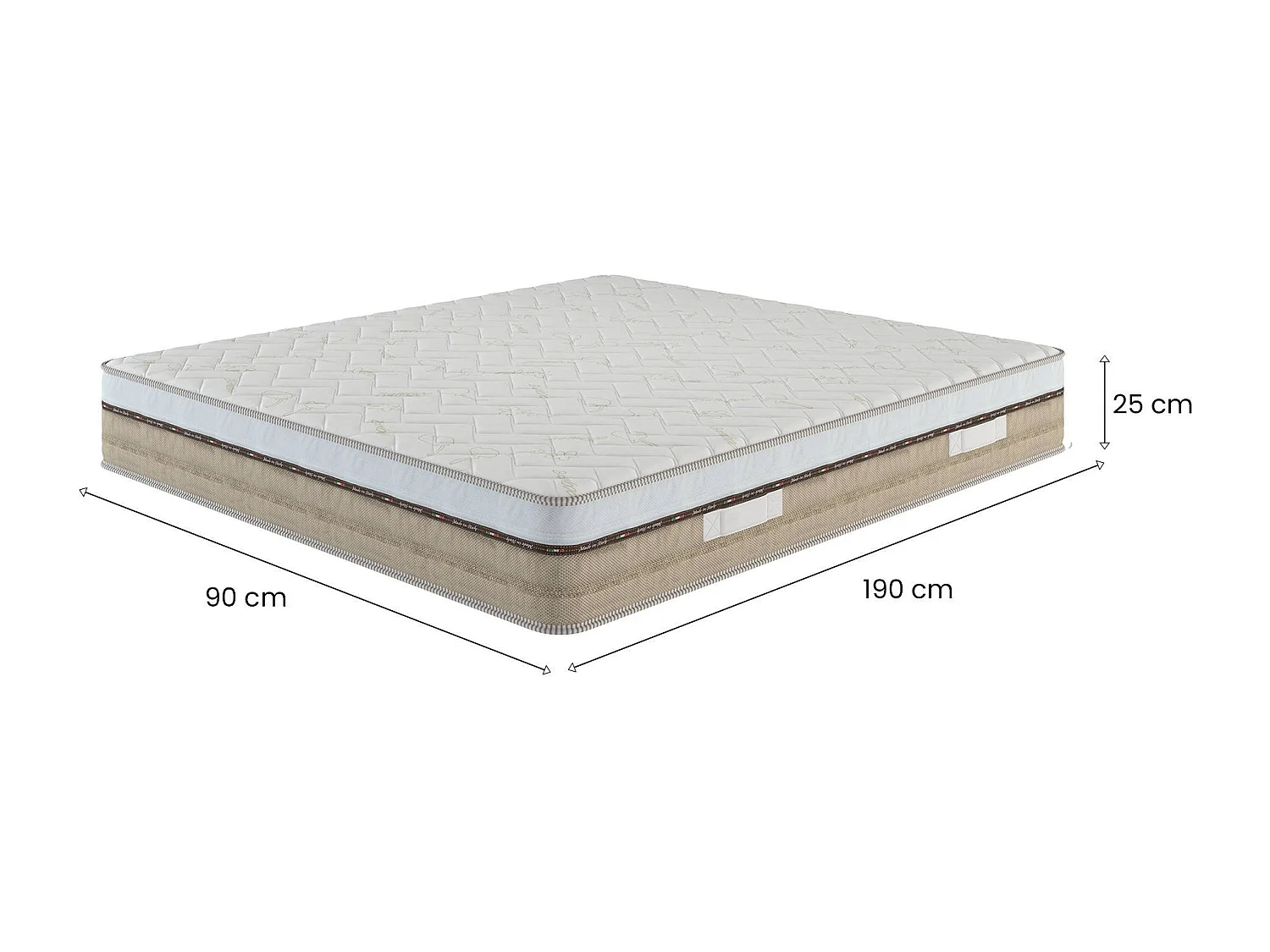 Matelas simple Ophiuco, matelas en mousse à mémoire de forme, matelas ergonomique, matelas à ressorts ensachés, 100% Made in Italy, 90x190xh25 cm