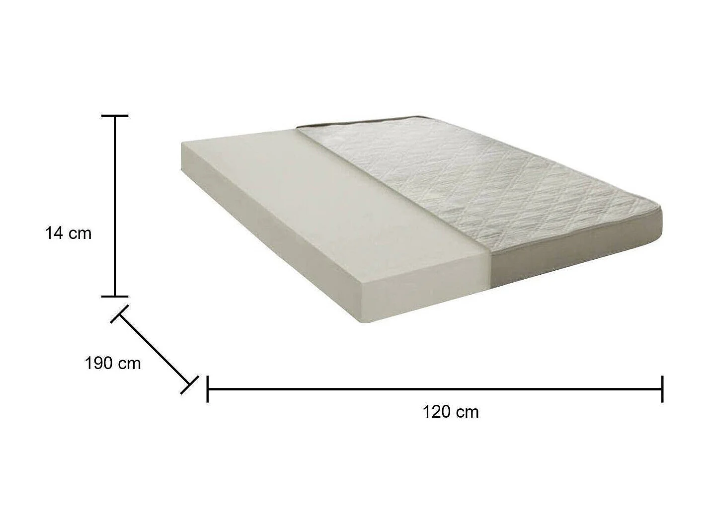 Matelas double Dcal, matelas Waterfoam, 100% Made in Italy, Anti-acariens et Hypoallergénique, 120x190h14 cm